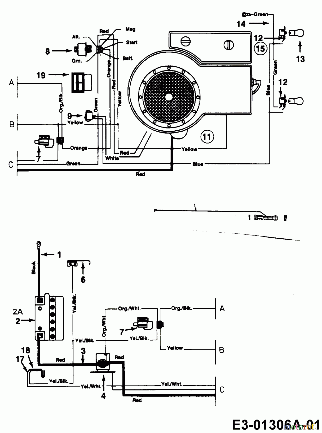  Edt Lawn tractors EDT 115-76 13AC452C610  (1998) Wiring diagram single cylinder