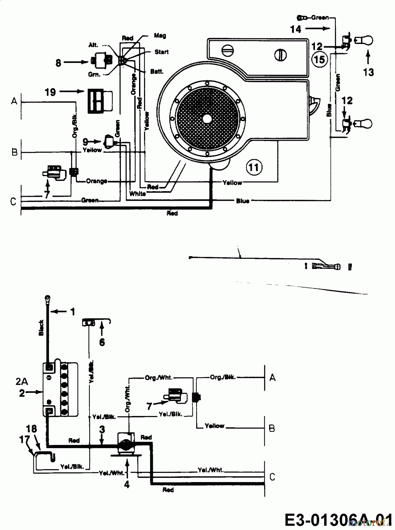  Univert Lawn tractors 130 BF 13AA47UF663  (2000) Wiring diagram single cylinder