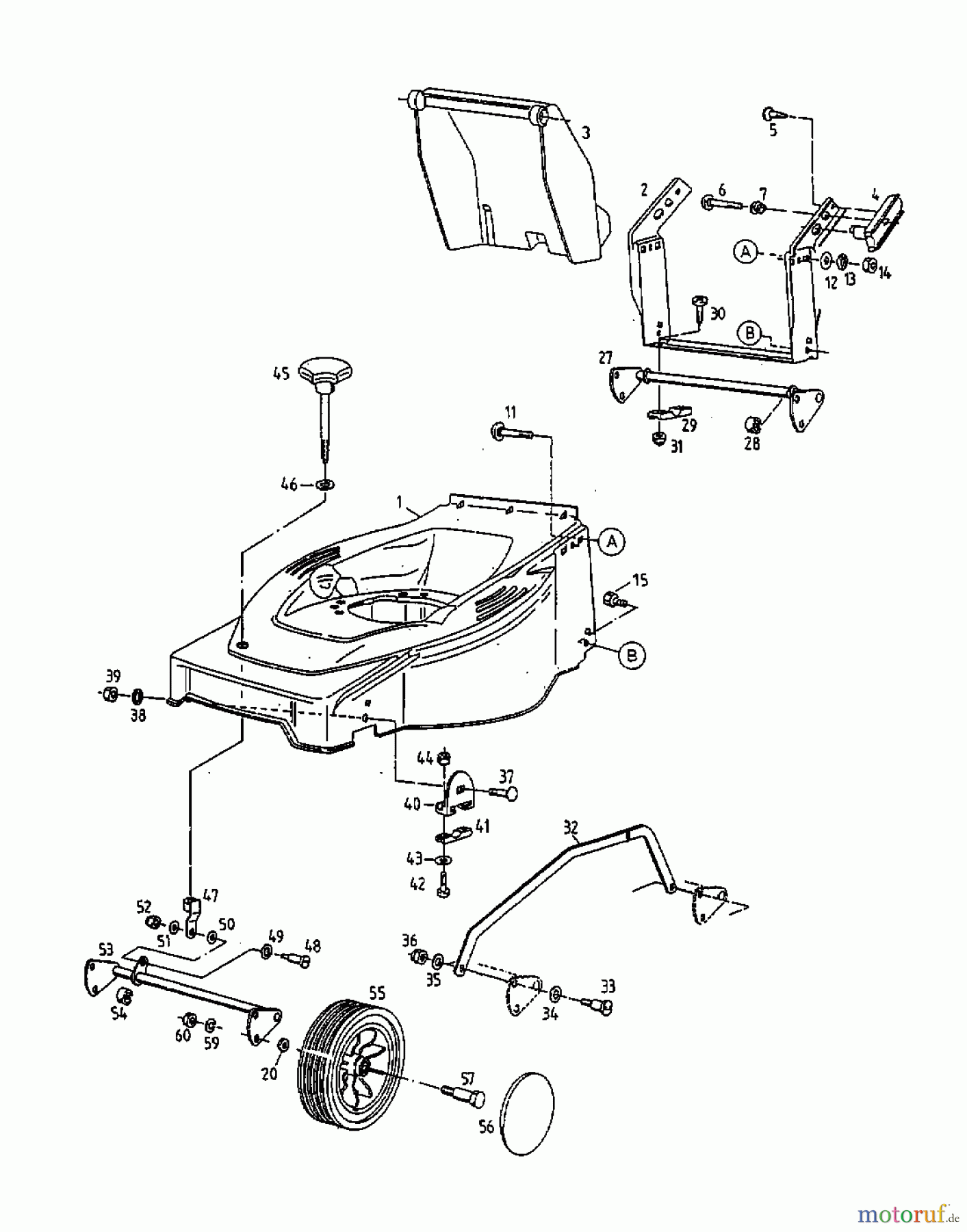  MTD Petrol mower GE 45 C 11B-T38V678  (2000) Front wheels, Cutting hight adjustment