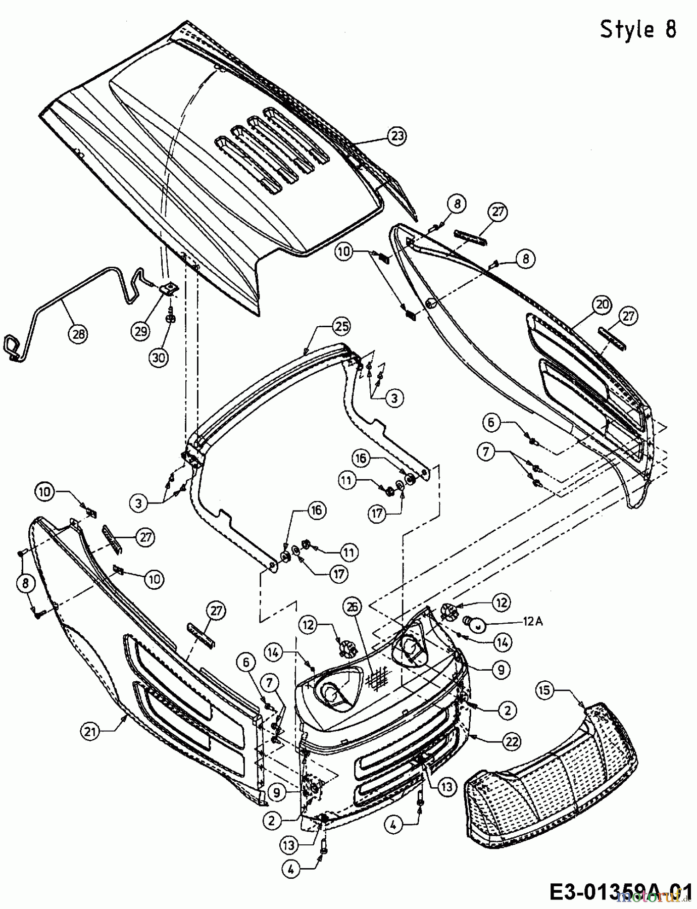  Univert Lawn tractors 130 BF 13AA47UF663  (2000) Engine hood 8-Style