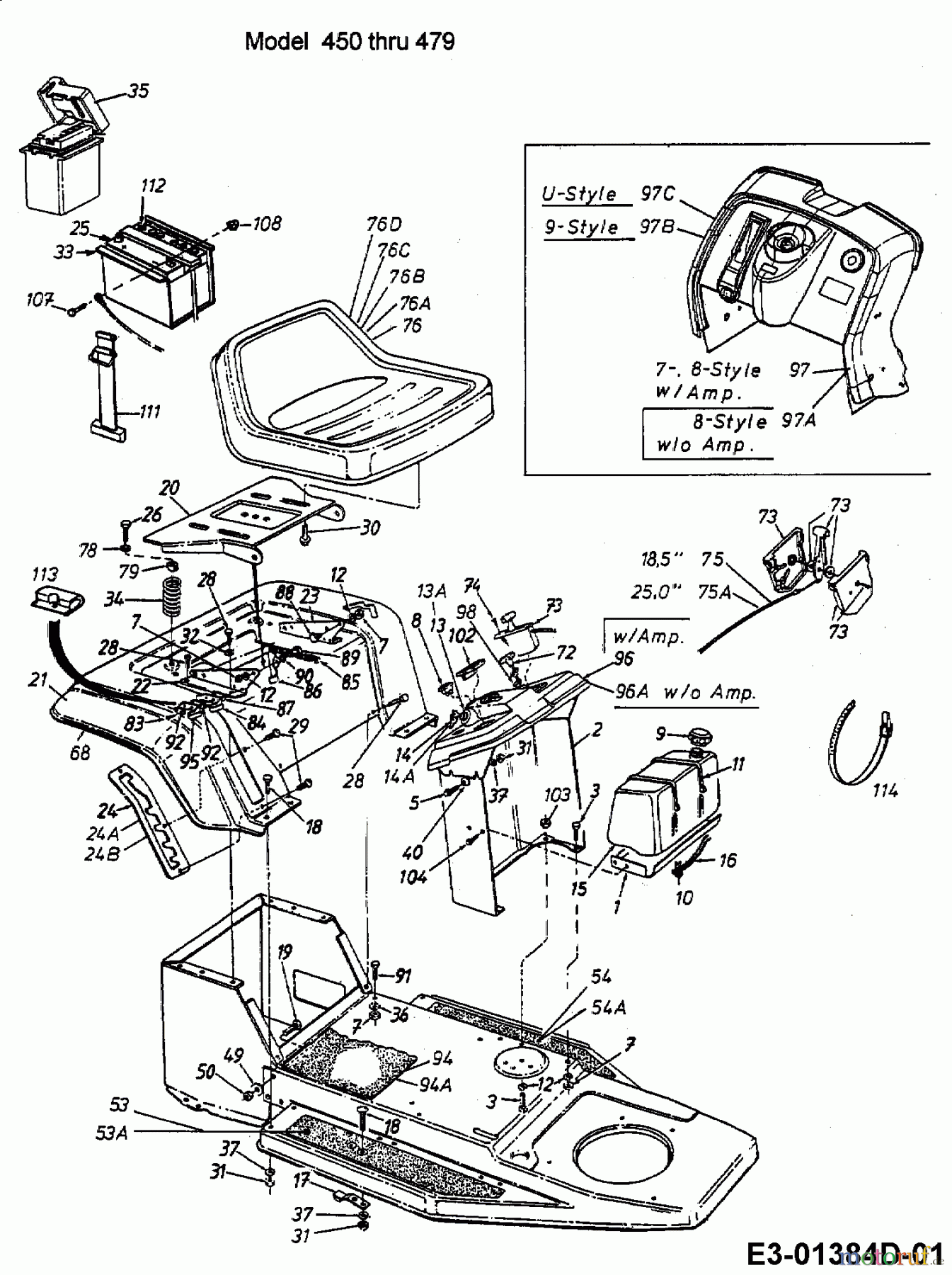  Edt Lawn tractors EDT 115-76 13AC453C610  (1999) Dashboard, Seat, Fuel tank