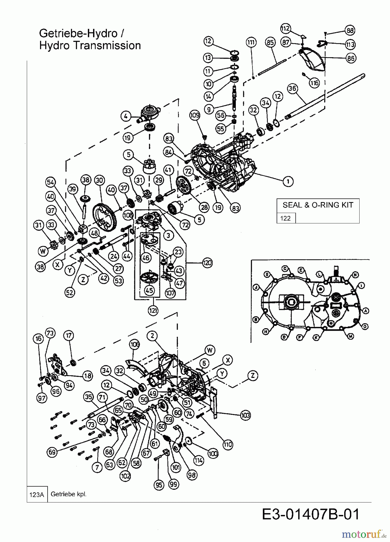  MTD Lawn tractors RH 155/105 H 13BA519N600  (2004) Hydrostatic gearbox