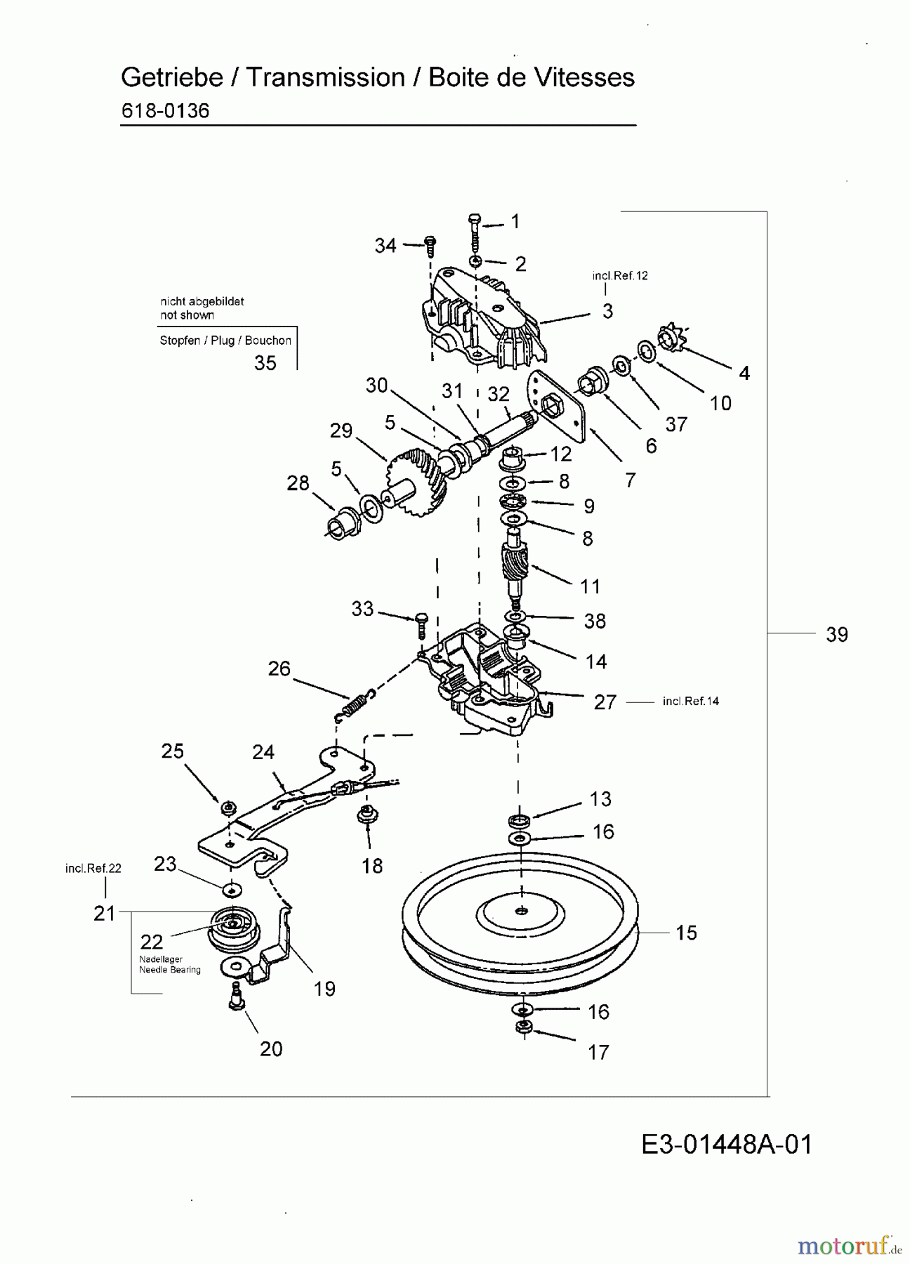  Raiffeisen Petrol mower self propelled RB 46-4 R 12C-694A628  (2002) Gearbox 618-0136