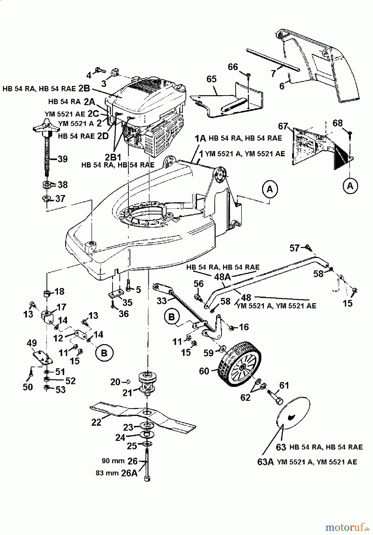  Gutbrod Petrol mower self propelled HB 54 RA 12A-Q38X690  (2000) Basic machine