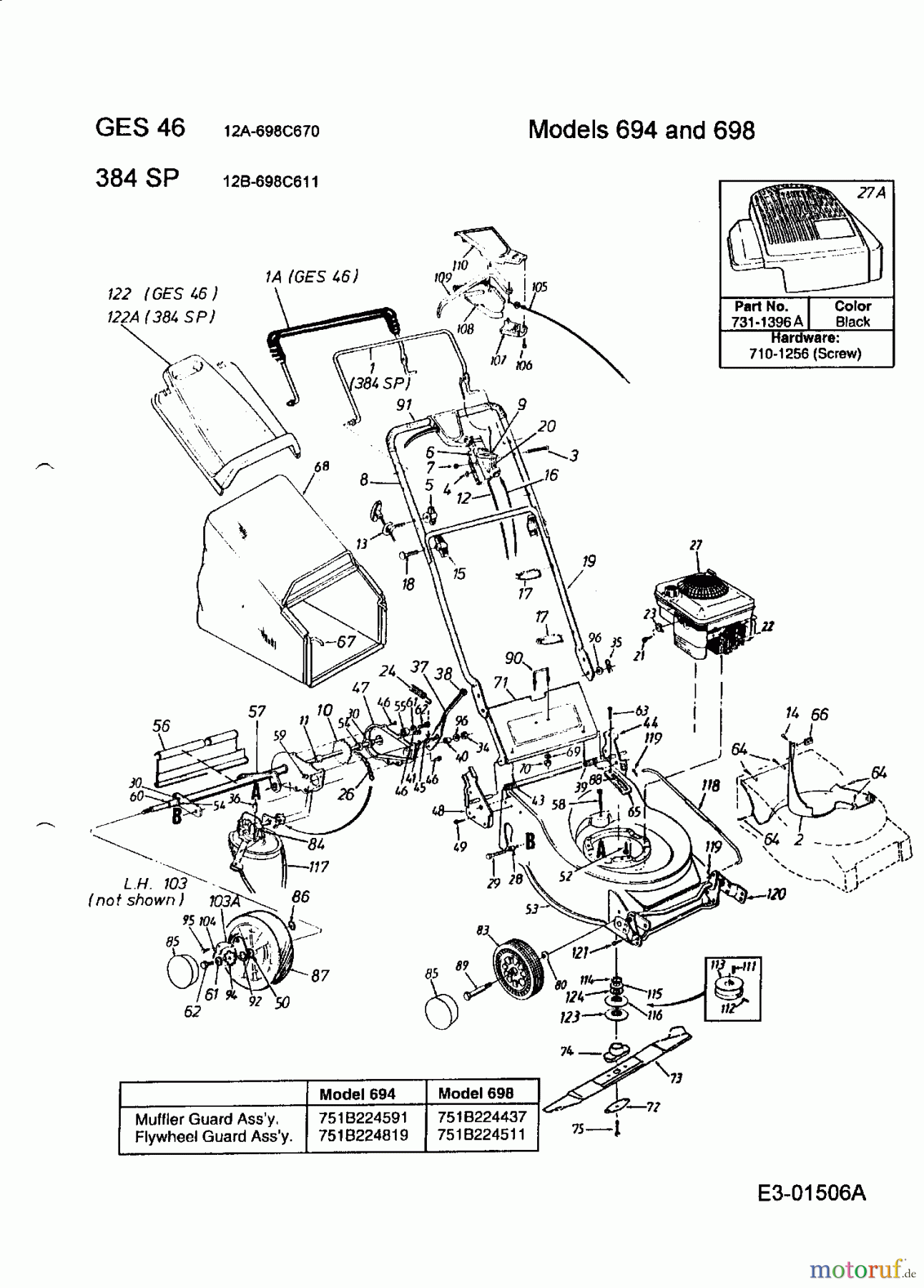  Lawnflite Petrol mower self propelled 384 SP 12B-698C611  (2000) Basic machine