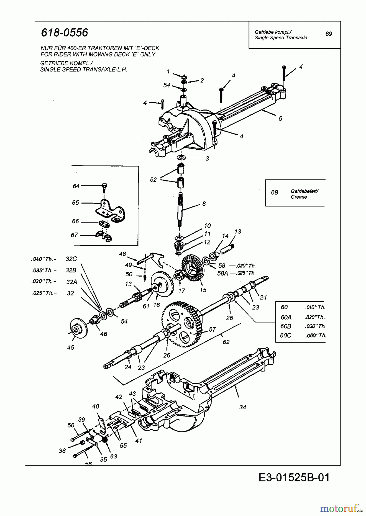  Bricobi Lawn tractors BA 13/92 13AA473E601  (2000) Gearbox 618-0556