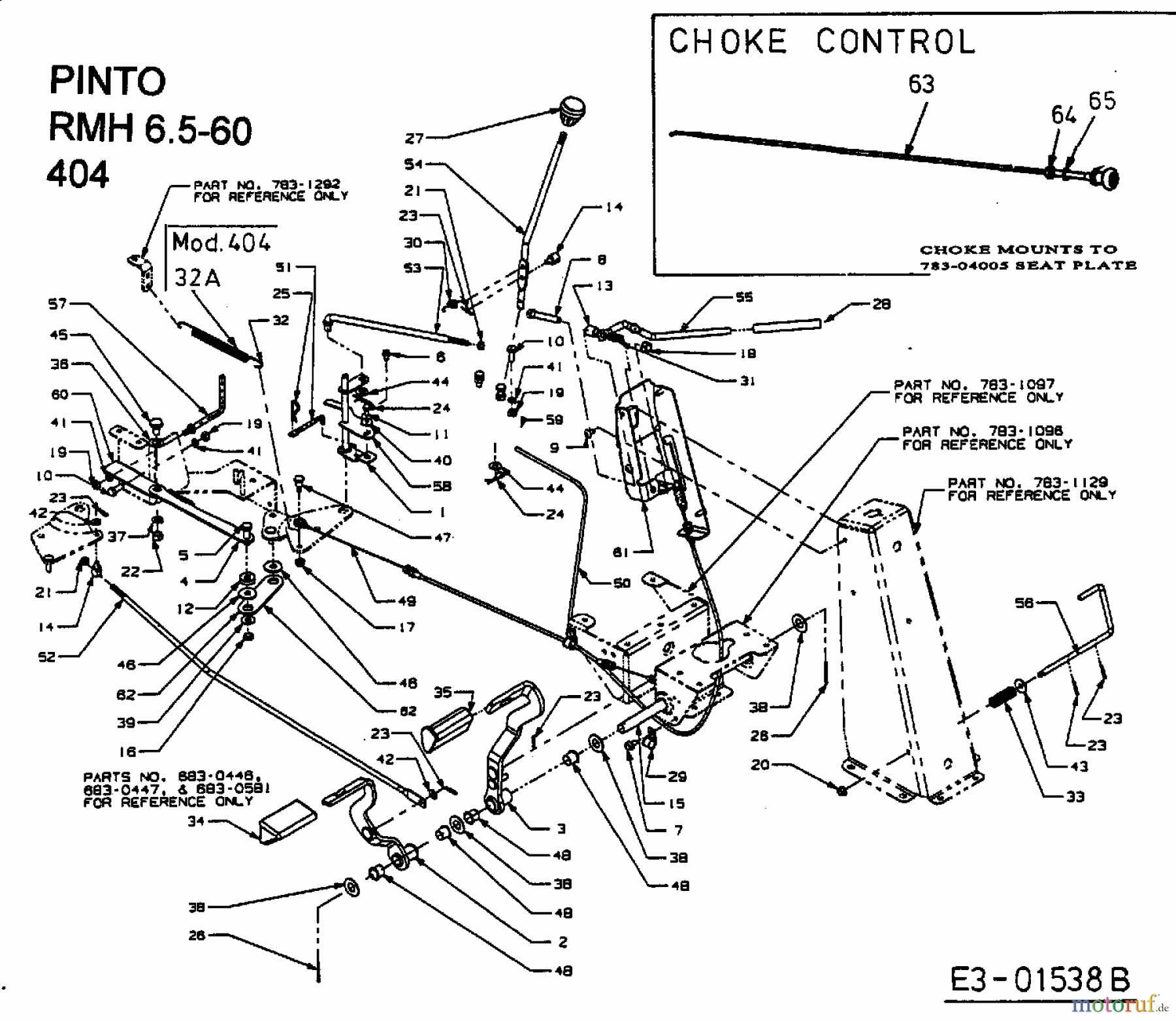  MTD Lawn tractors Pinto 13B6064-600  (2002) Choke control, Pedals