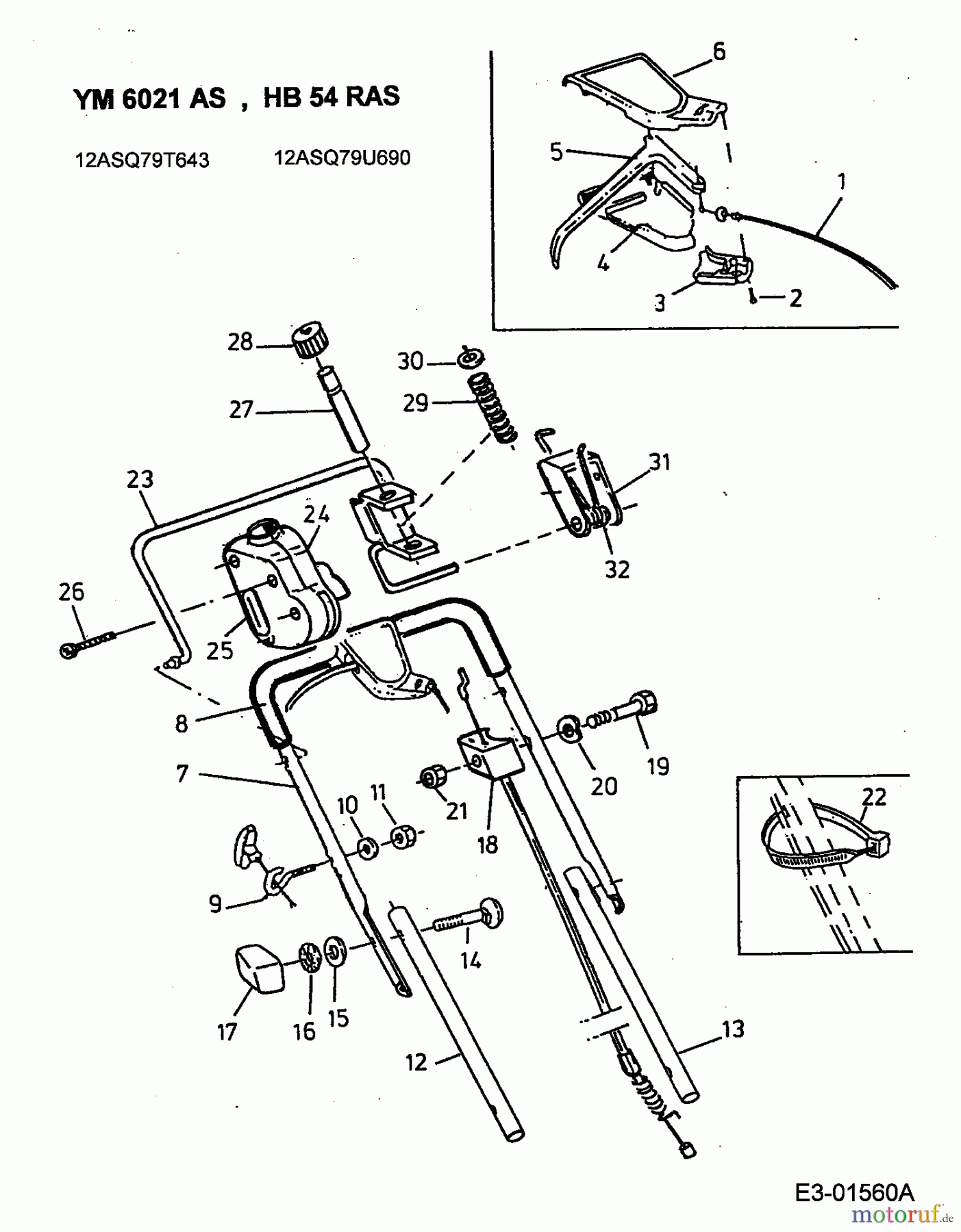  Yard-Man Petrol mower self propelled YM 6021 AS 12ASQ79T643  (2001) Upper handle