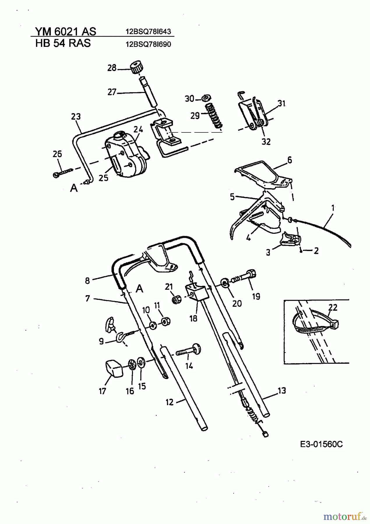  Gutbrod Petrol mower self propelled HB 54 RAS 12BSQ79U690  (2002) Upper handle