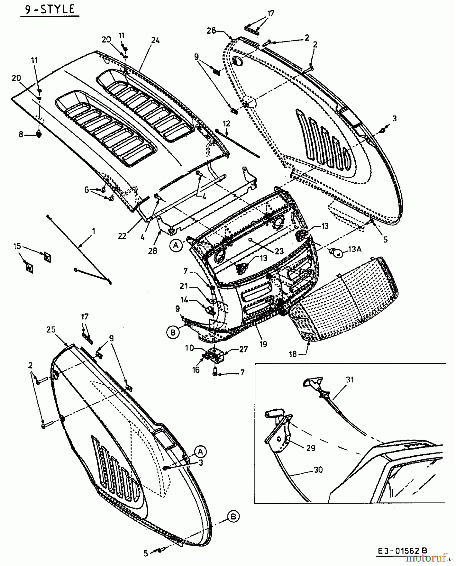  Fleurelle Lawn tractors AMH 1202 13A2459A619  (2003) Engine hood 9-Style