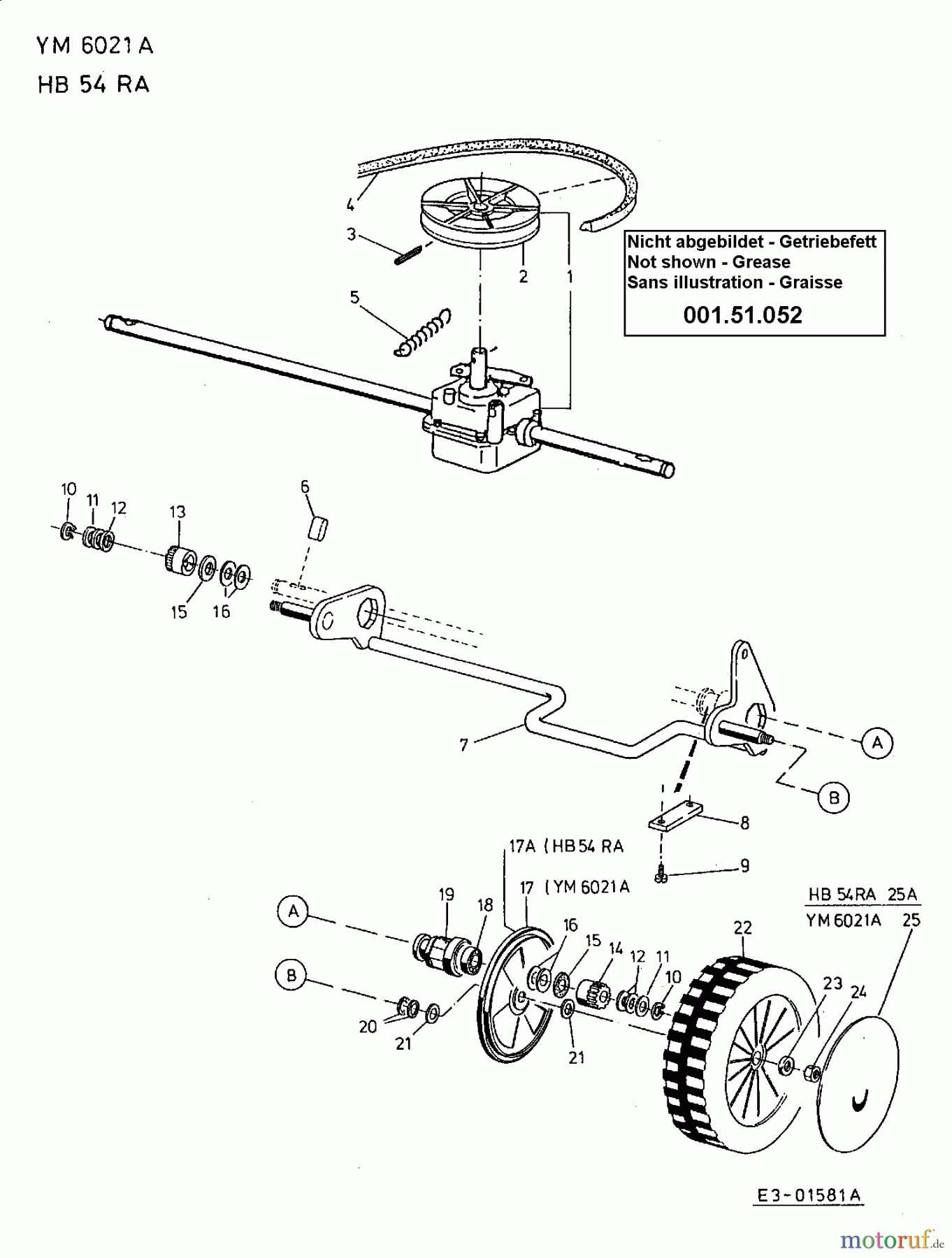  Gutbrod Petrol mower self propelled HB 54 RA 12A-Q78T690  (2001) Gearbox, Wheels
