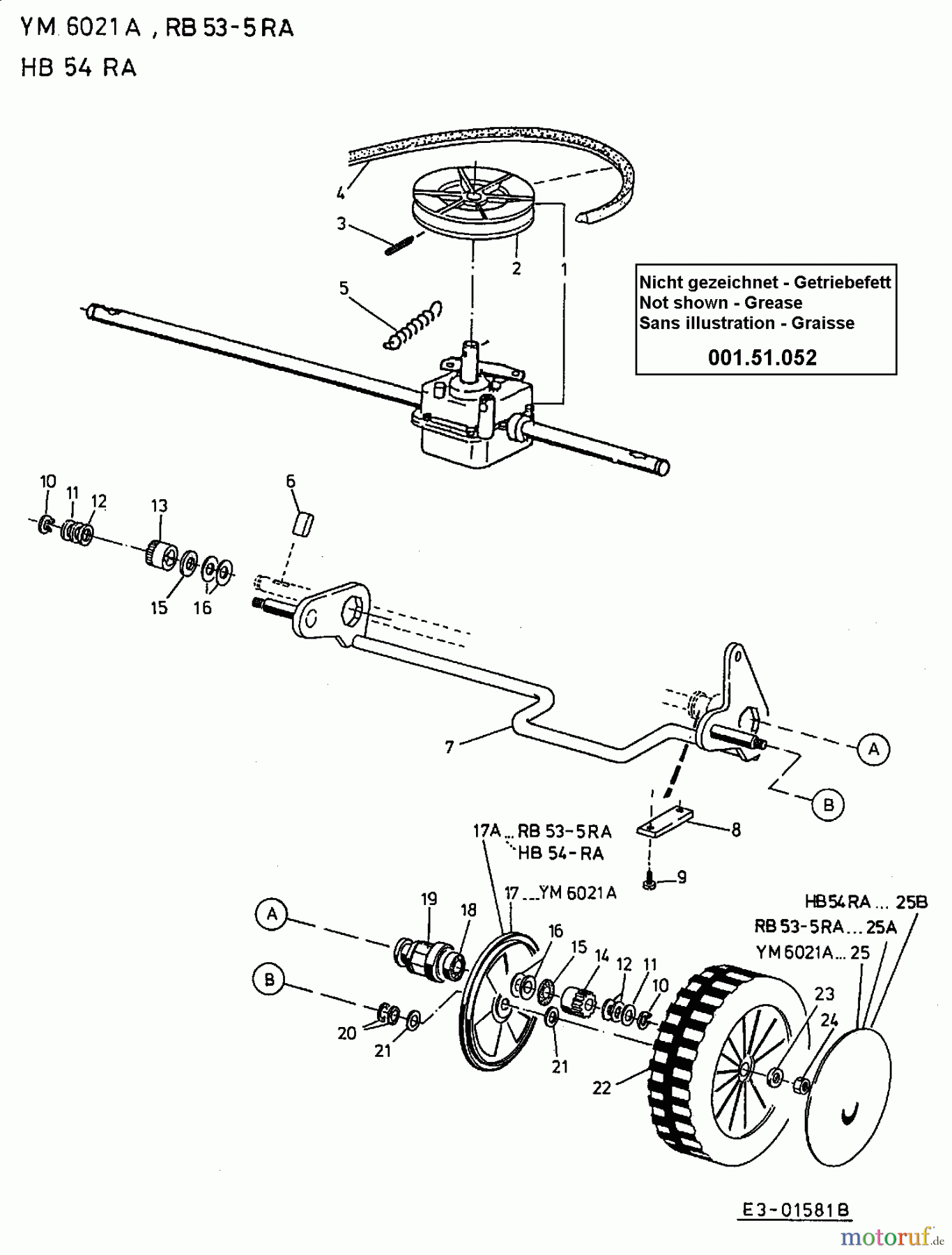  Gutbrod Petrol mower self propelled HB 54 RA 12B-Q78T690  (2002) Gearbox, Wheels