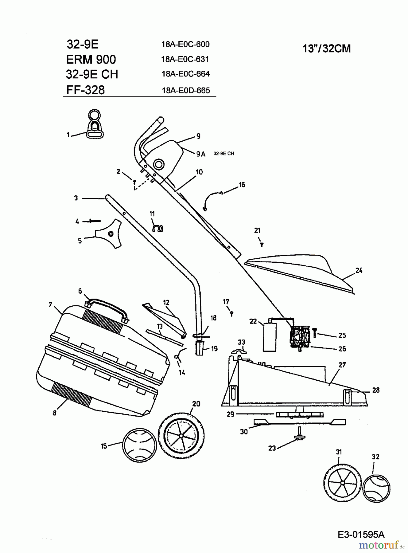  MTD Electric mower ERM 900 18A-E0C-631  (2002) Basic machine