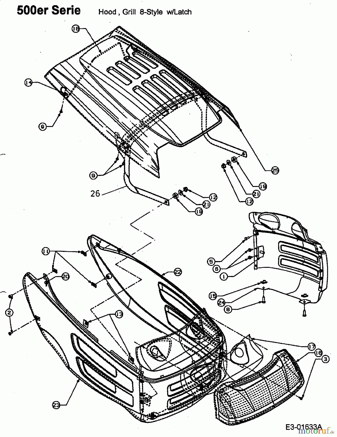  Verts Loisirs Lawn tractors VL 165 H 42 TD 13AD488N617  (2004) Engine hood 8-Style