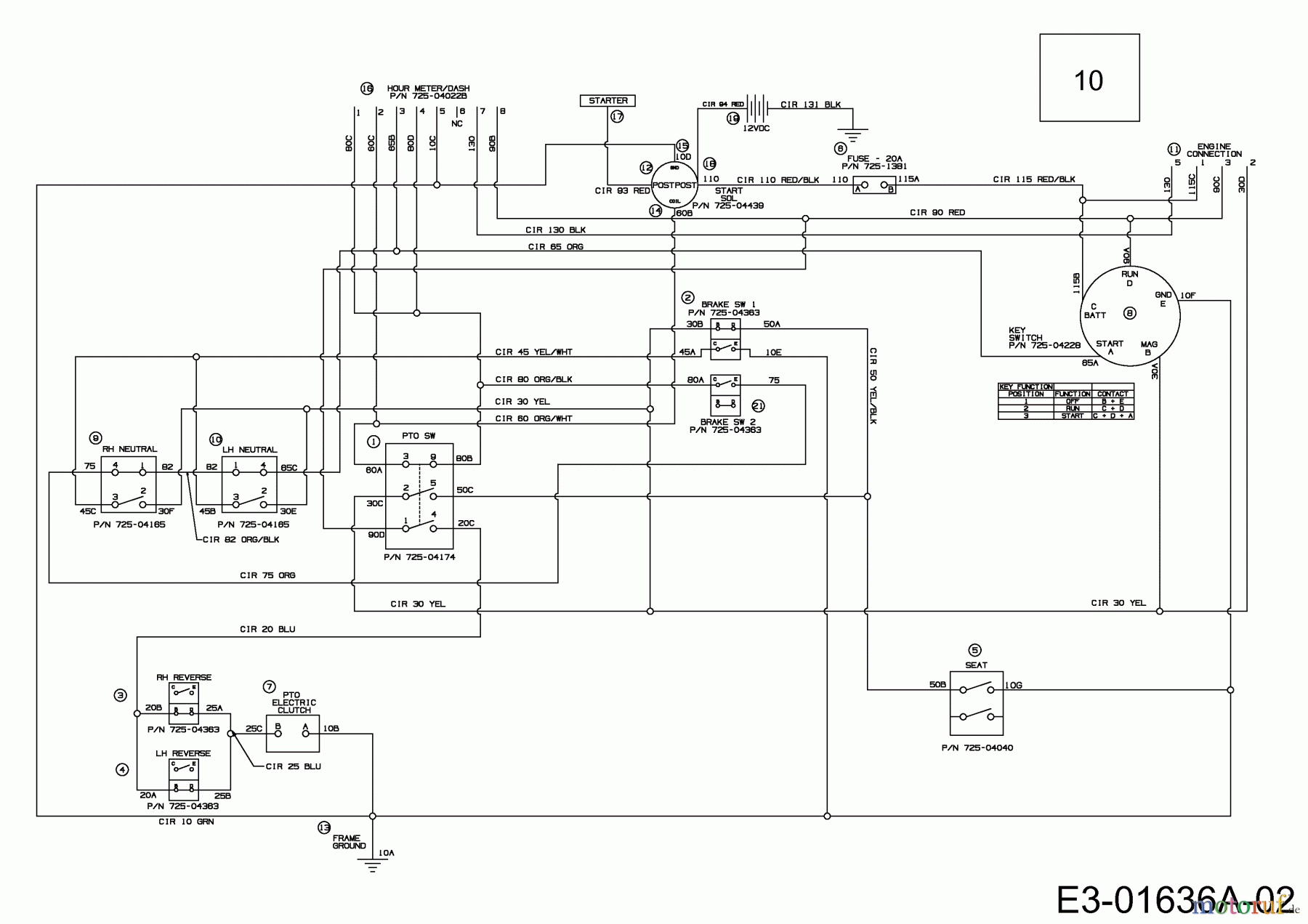  Troy-Bilt Zero Turn Mustang XP 50 17WF2ACP066  (2011) Wiring diagram