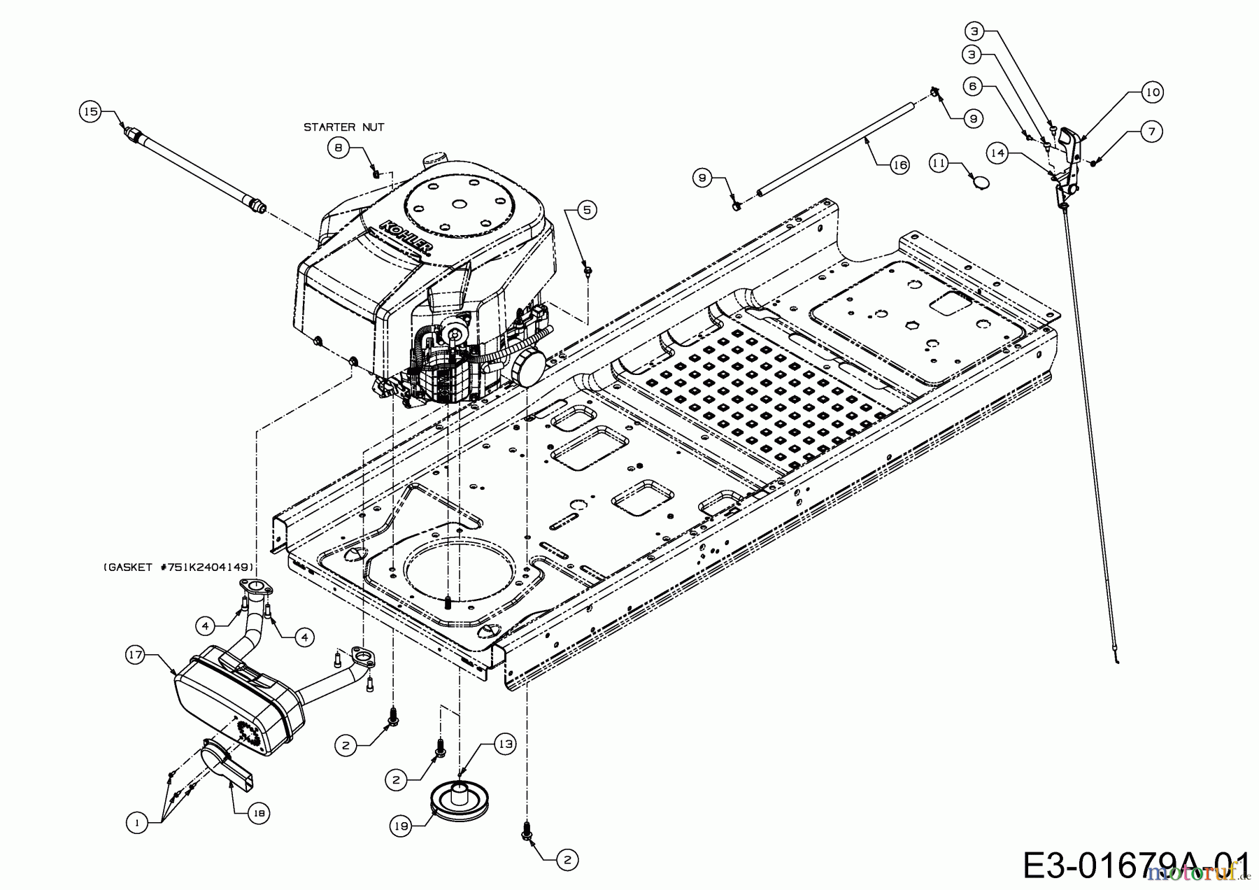  Troy-Bilt Zero Turn Mustang XP 50 17AFCACP011  (2013) Engine accessories