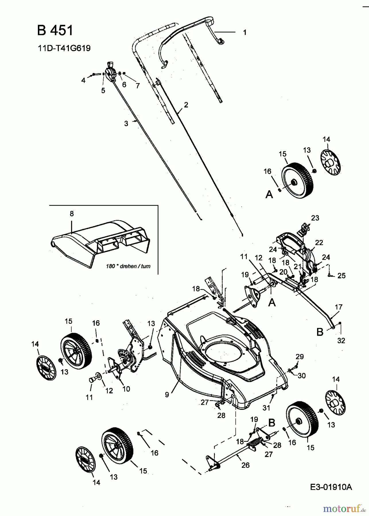  Fleurelle Petrol mower B 451 11D-T41G619  (2004) Deck housing, Cutting hight adjustment