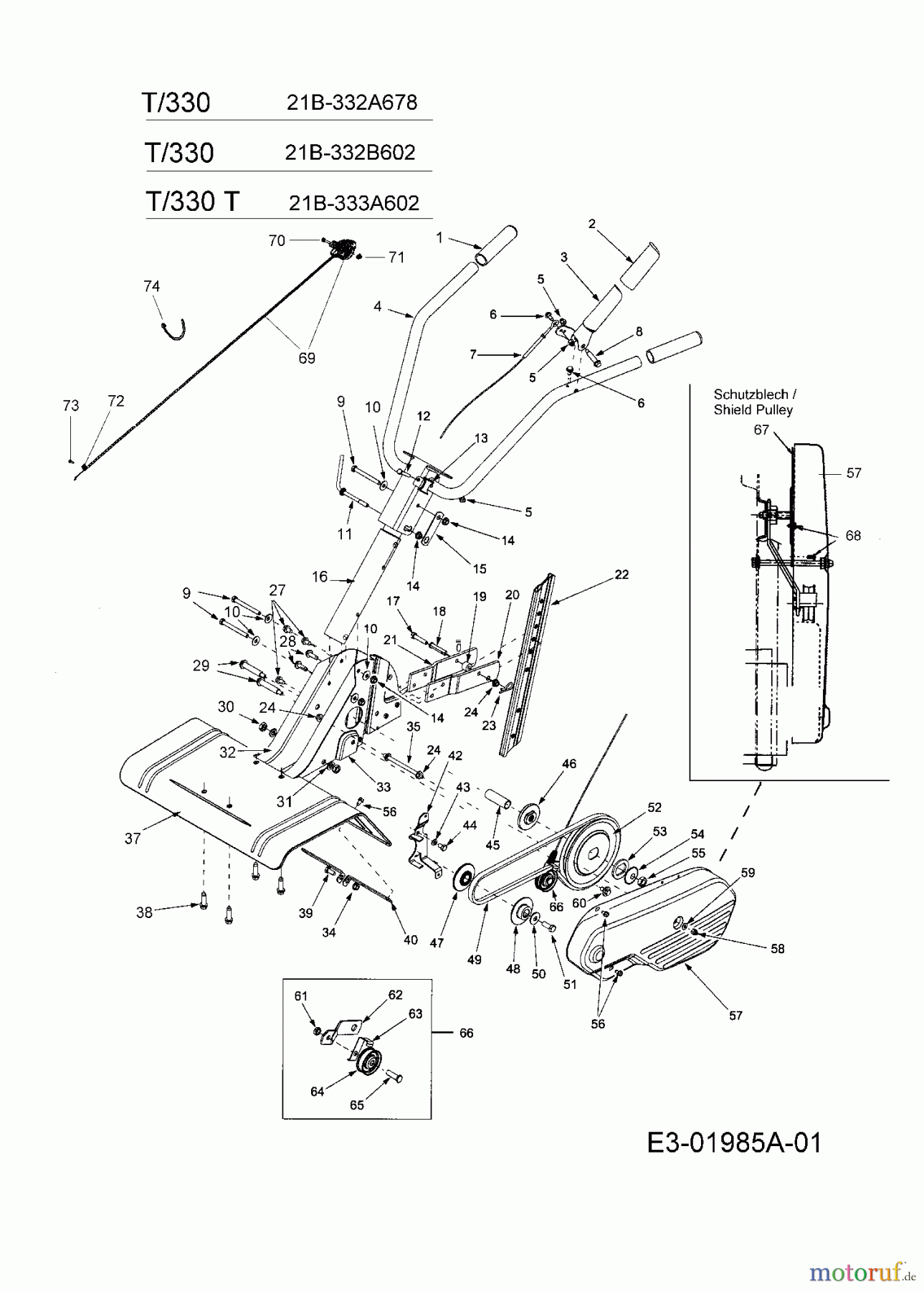  MTD Tillers T 330/50 21B-332B602  (2005) Handle