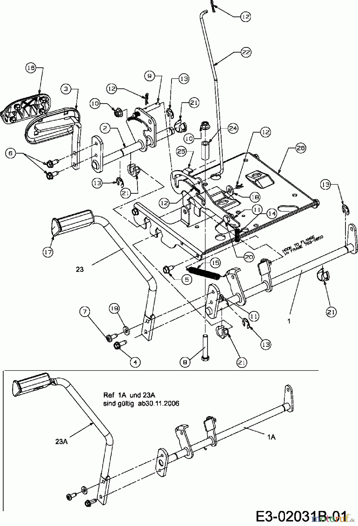  Bolens Lawn tractors BL 175/105 A 13A3481N684  (2006) Pedals