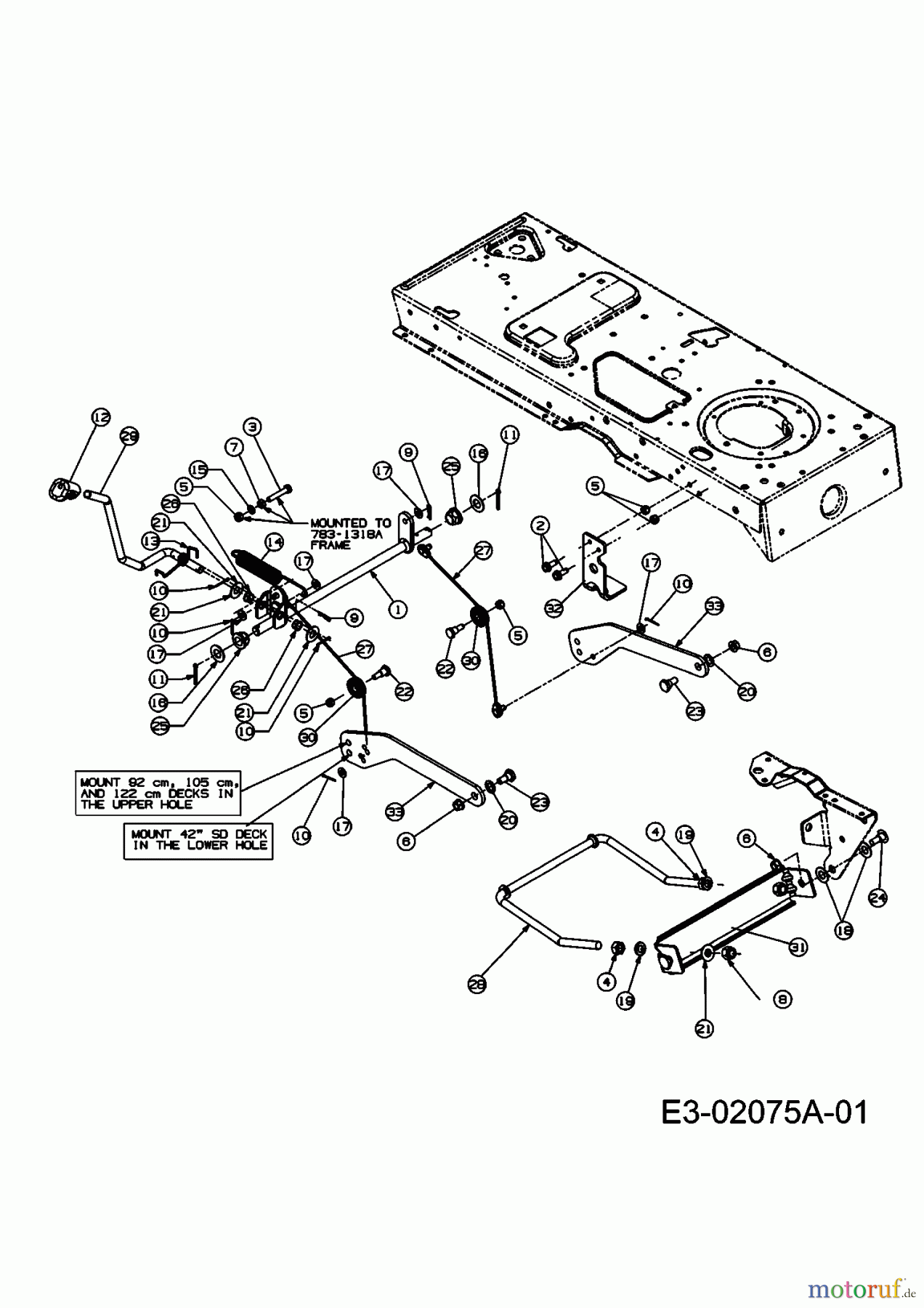  Bolens Lawn tractors BL 155/92 A 13A3481E684  (2006) Deck lift