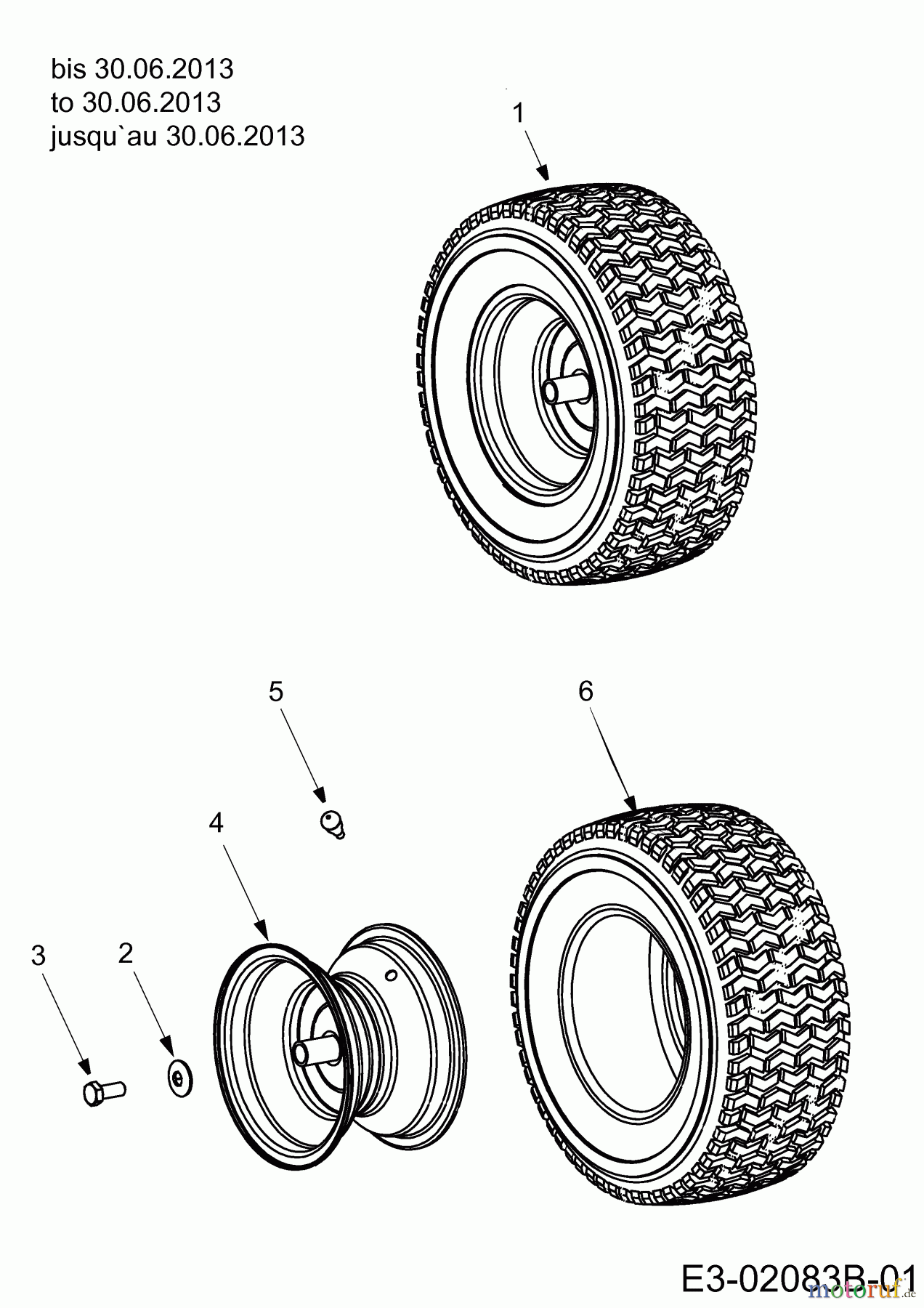  Gartenland Lawn tractors GL 12,5-76 T 13AH773C640  (2012) Rear wheels 18x6.5 to 30.06.2013