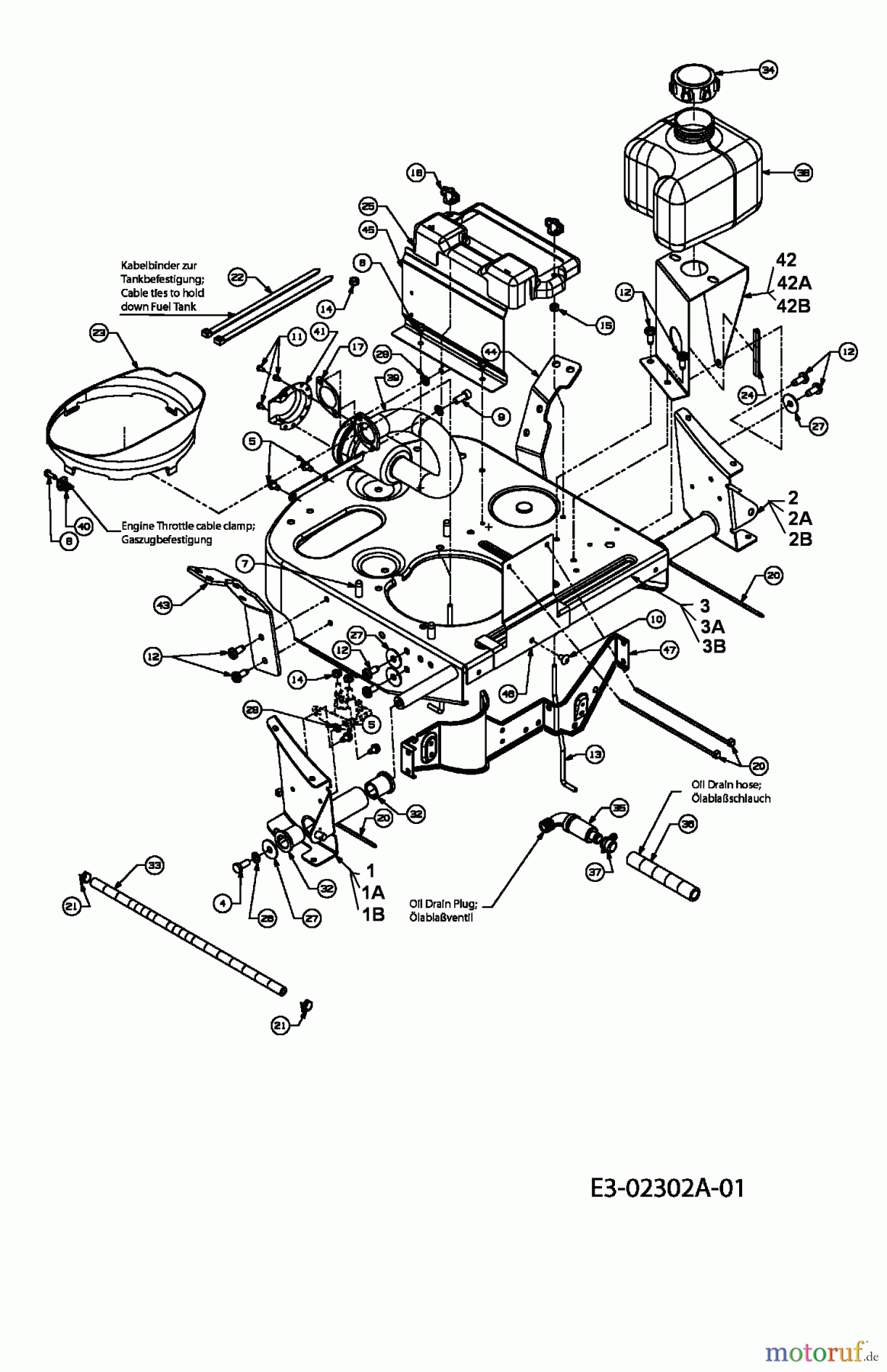  Lawnflite Lawn tractors 503 13B-332-611  (2005) Frame, Fuel tank