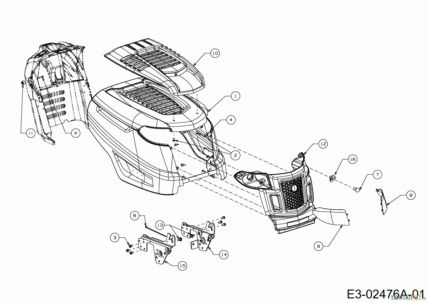  Verts Loisirs Lawn tractors VL 96 13CH76KF617  (2014) Engine hood K-Style