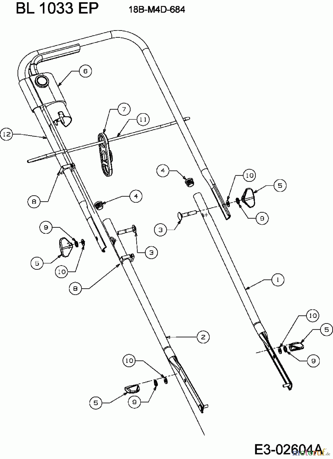  Bolens Electric mower BL 1033 EP 18B-M4D-684  (2006) Handle