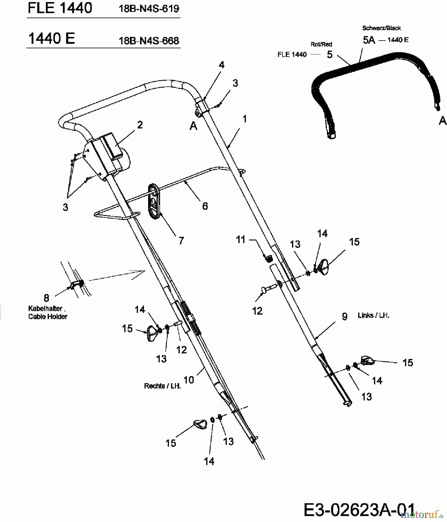  Fleurelle Electric mower FLE 1440 18B-N4S-619  (2006) Handle