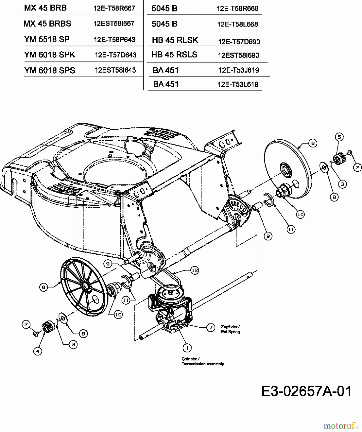  Yard-Man Petrol mower self propelled YM 6018 SPK 12E-T57D643  (2006) Gearbox 618-04364