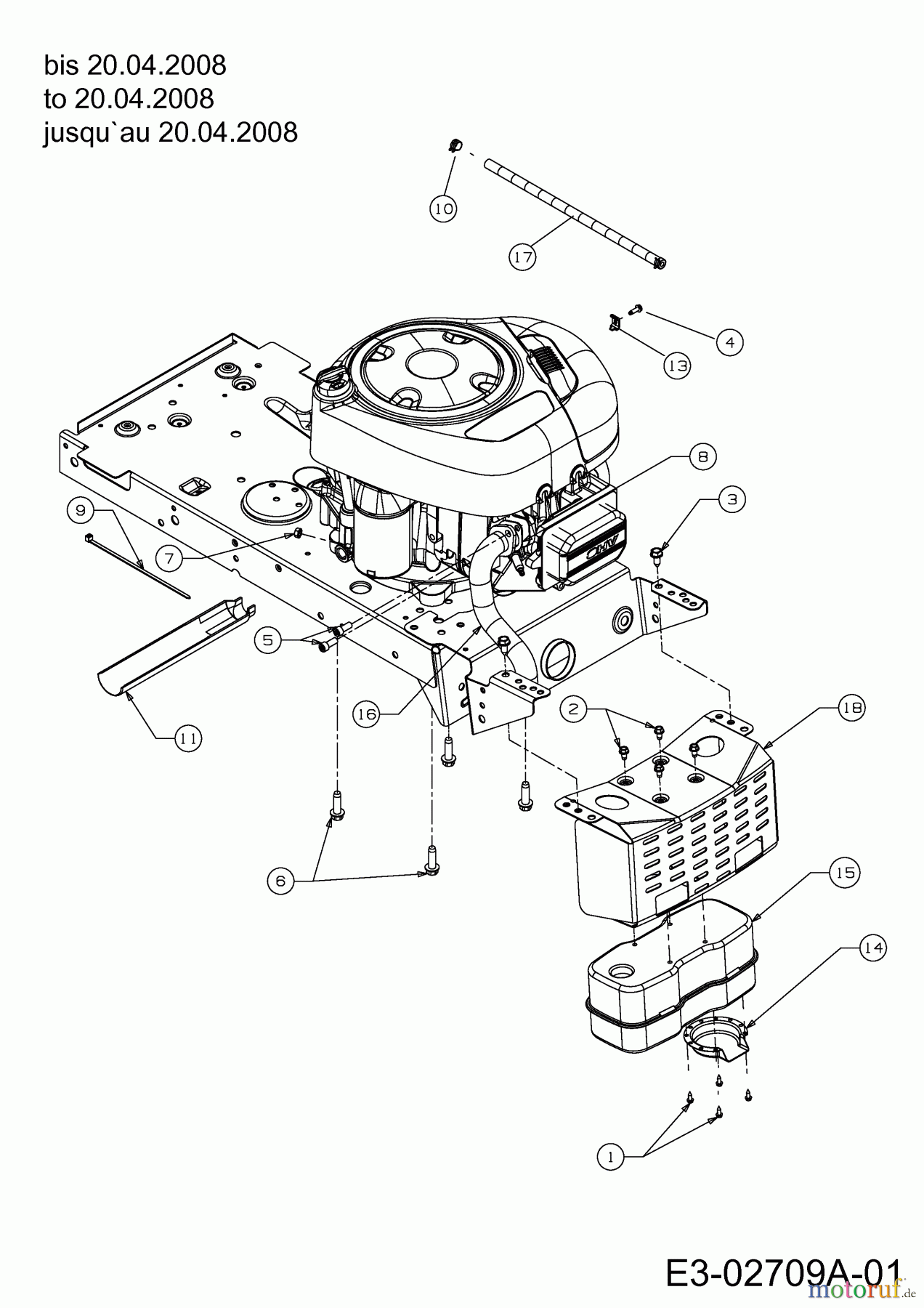  MTD Lawn tractors RS 125/96 B 13AH762F600  (2007) Engine accessories to 20.04.2008