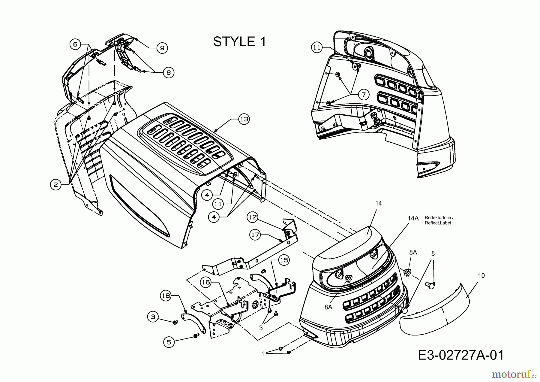  Black-Line Lawn tractors RS 22/107 13A4761G683  (2007) Engine hood 1-Style