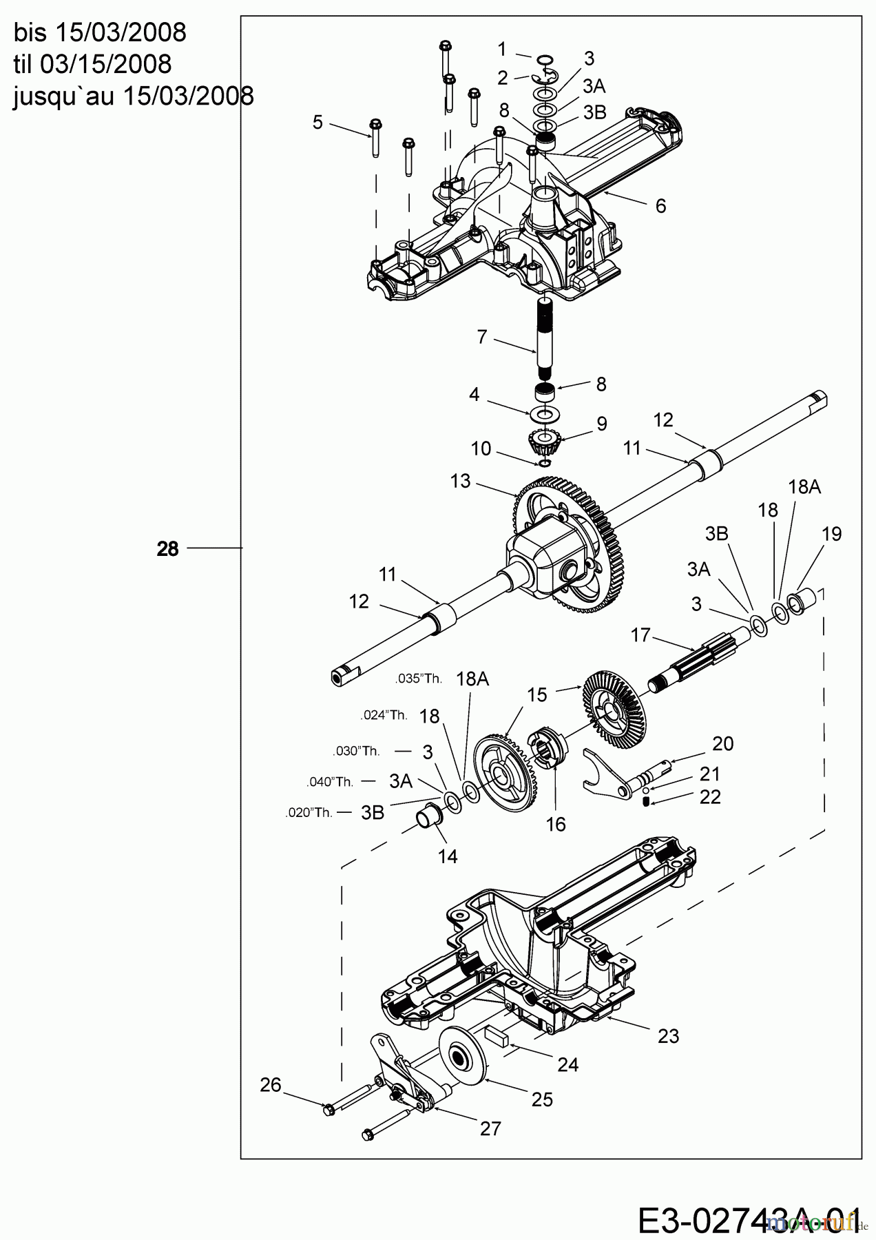  Efco Lawn tractors Formula 97/13.5 T 13AH779F637  (2007) Gearbox 618-04034 from 01.11.2005 to 15.03.2008