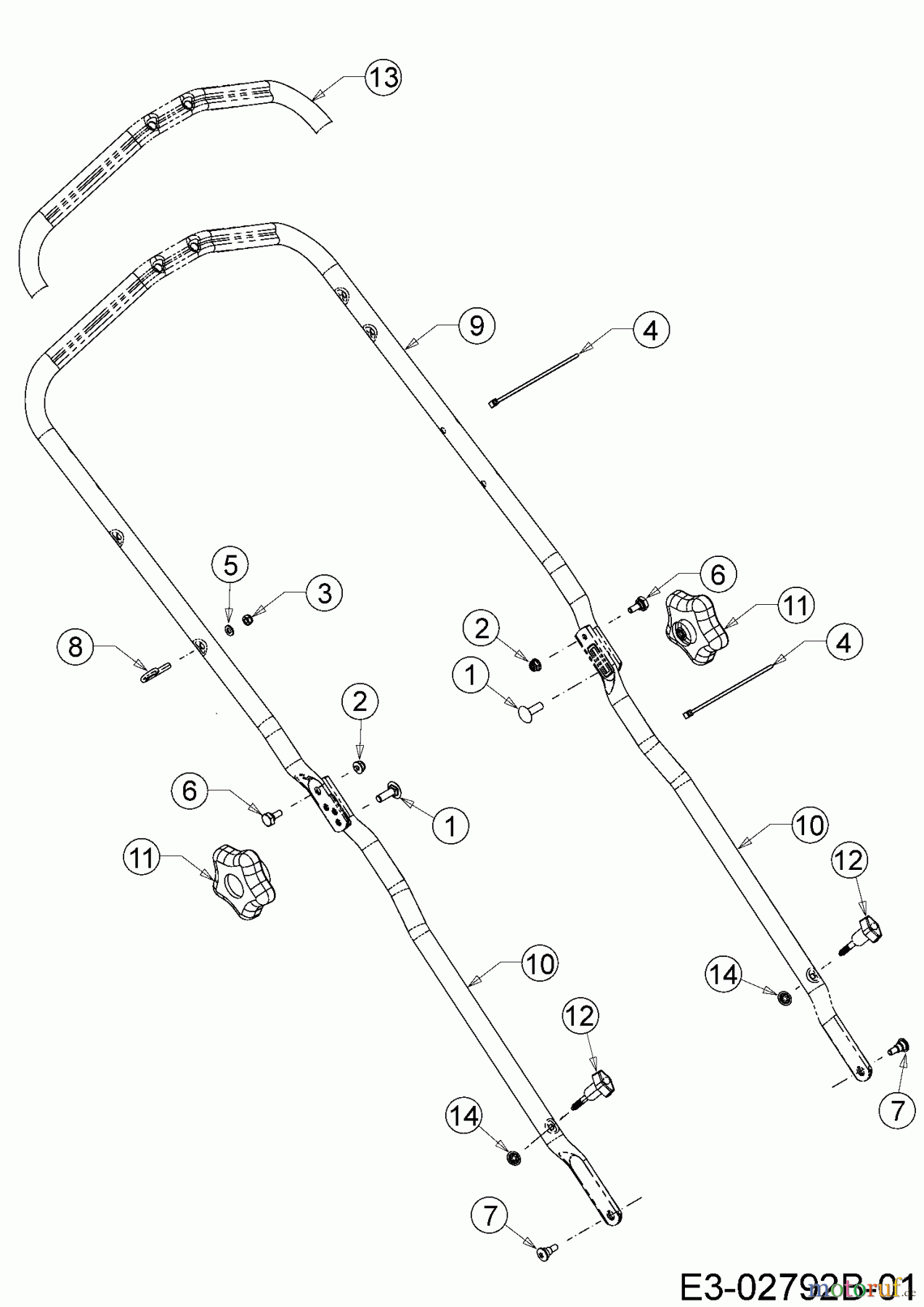  Wingart Petrol mower self propelled BR 1553 RA 12A-PH5L601  (2016) Handle