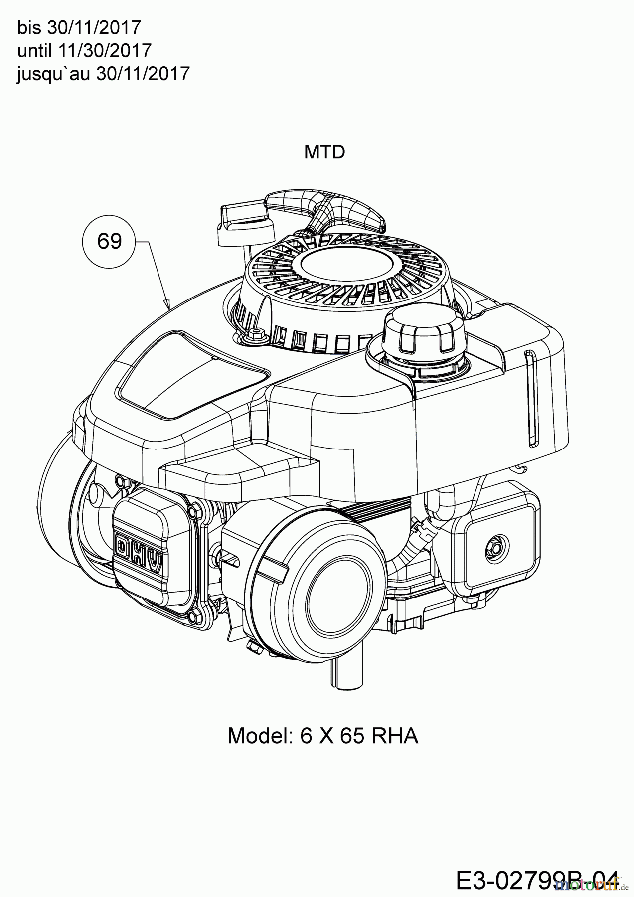  Cub Cadet Petrol mower self propelled LM2 DR46ES 12BCTQS7603  (2018) Engine MTD until 11/30/2017