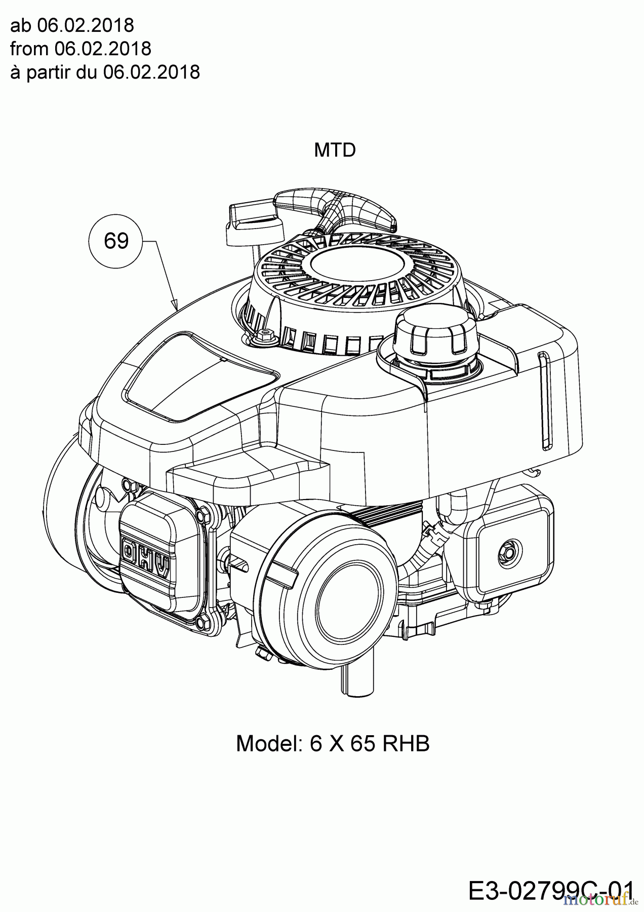  WOLF-Garten Expert Petrol mower self propelled Expert 46 W ES SP 12ACYAS7650  (2018) Engine MTD from 06.02.2018