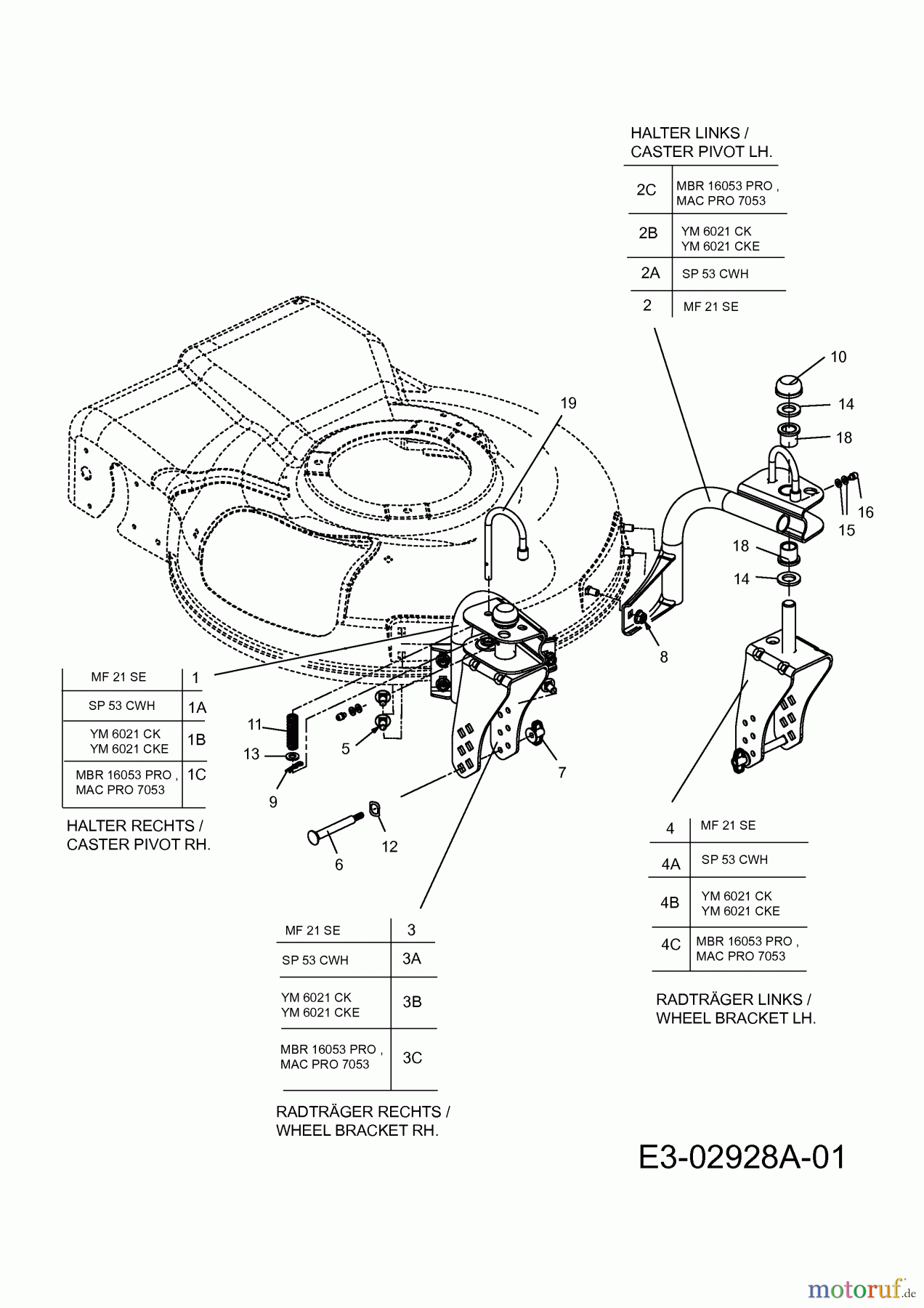  Yard-Man Petrol mower self propelled YM 6021 CK 12A-997D643  (2007) Wheel Support, Front