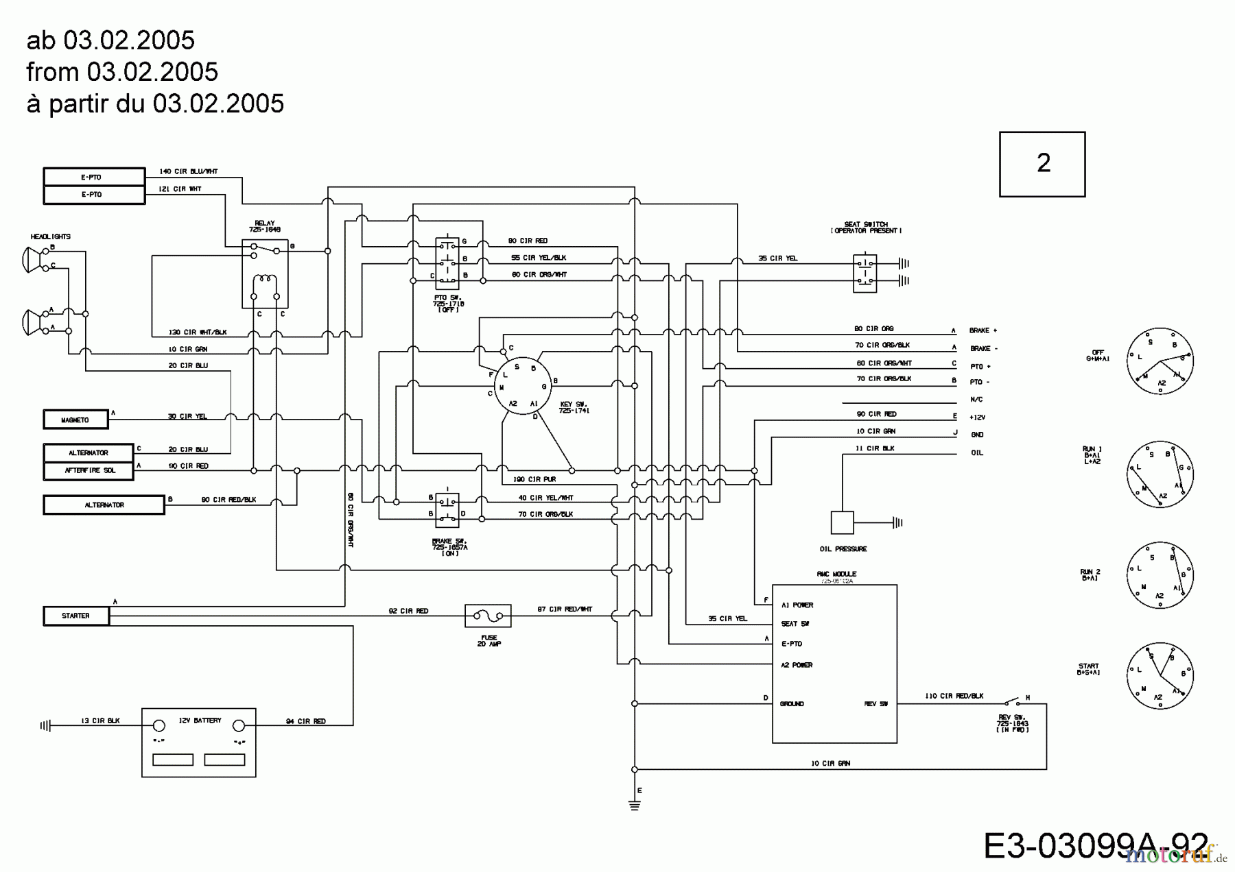  Cub Cadet Garden tractors GT 1223 14AP13CP603  (2005) Wiring diagram to 10.01.2007