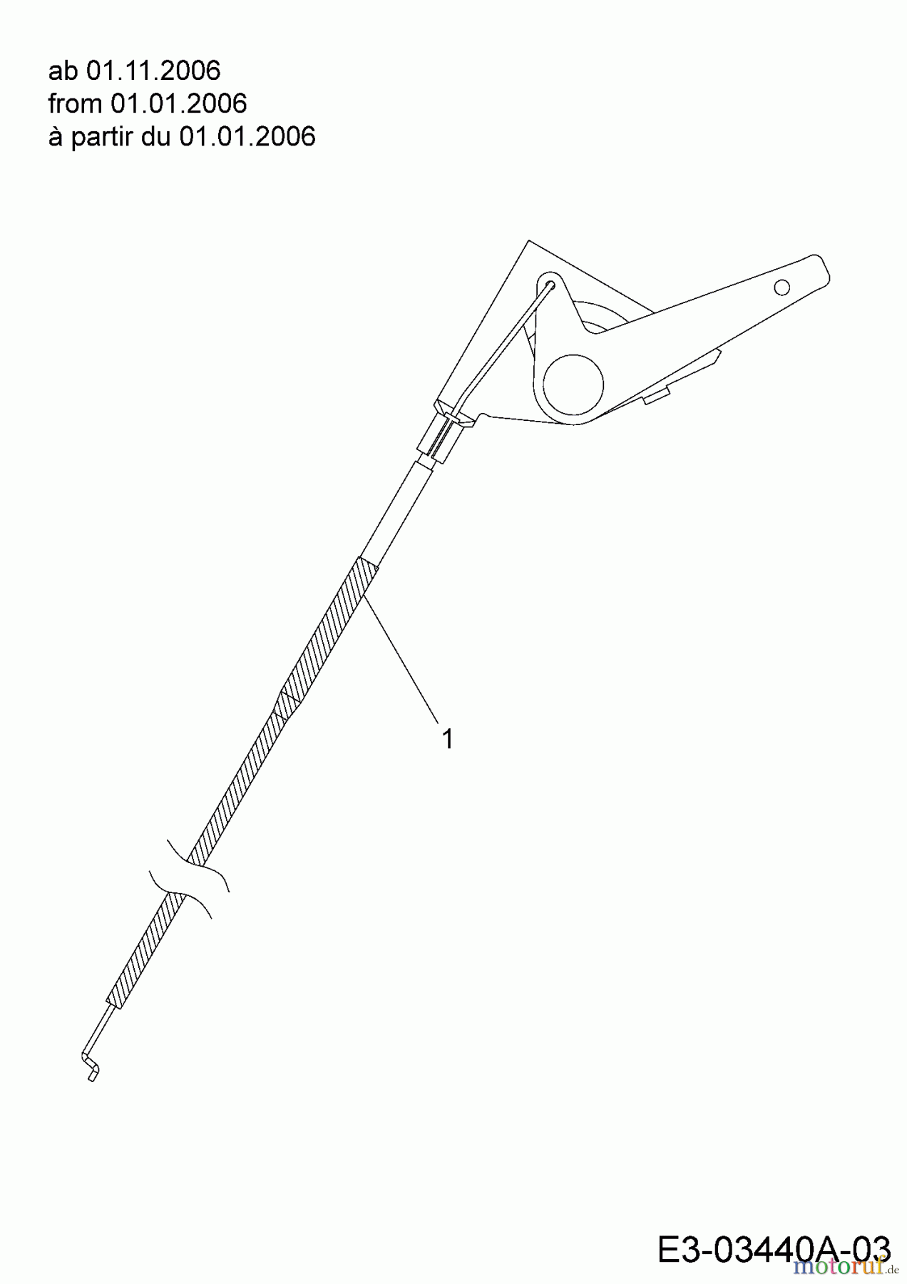  Cub Cadet Lawn tractors CC 1020 13AE11CG603  (2007) Throttle cable from 01.01.2006