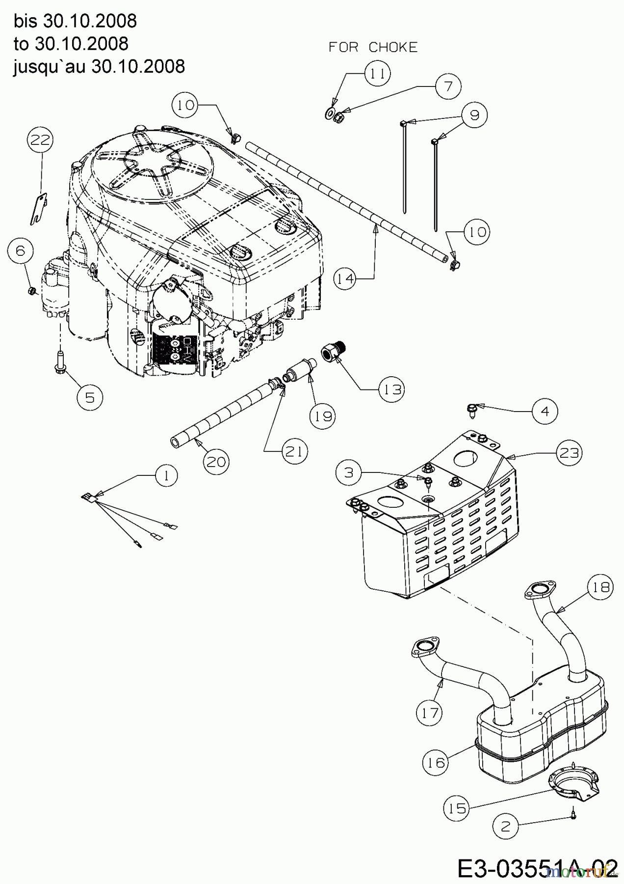  MTD Lawn tractors Platinum SD 25/107 H 13AI793G686  (2009) Engine accessories to 30.10.2008