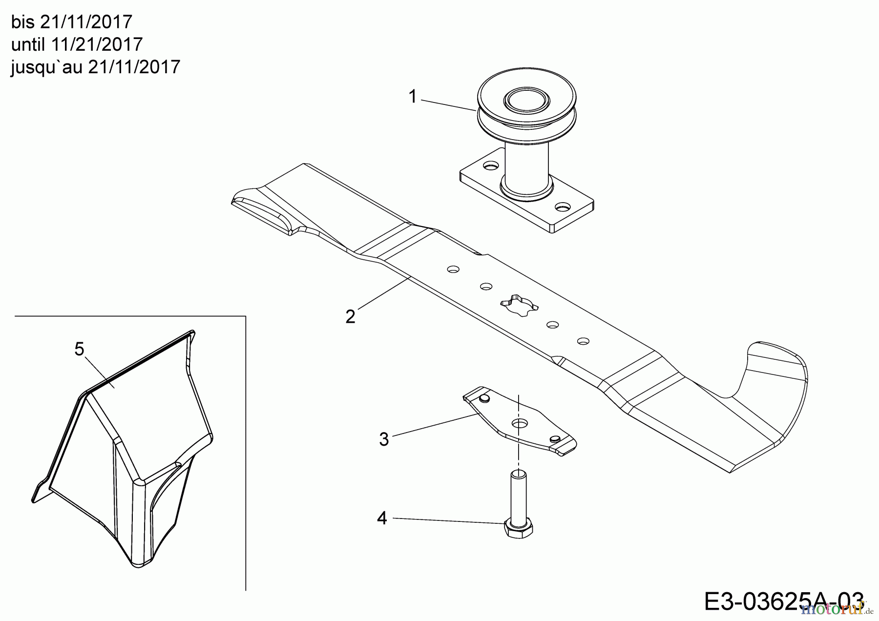  Cub Cadet Petrol mower self propelled LM2 DR46ES 12BCTQS7603  (2018) Blade, Blade adapter, Mulch plug until 11/21/2017