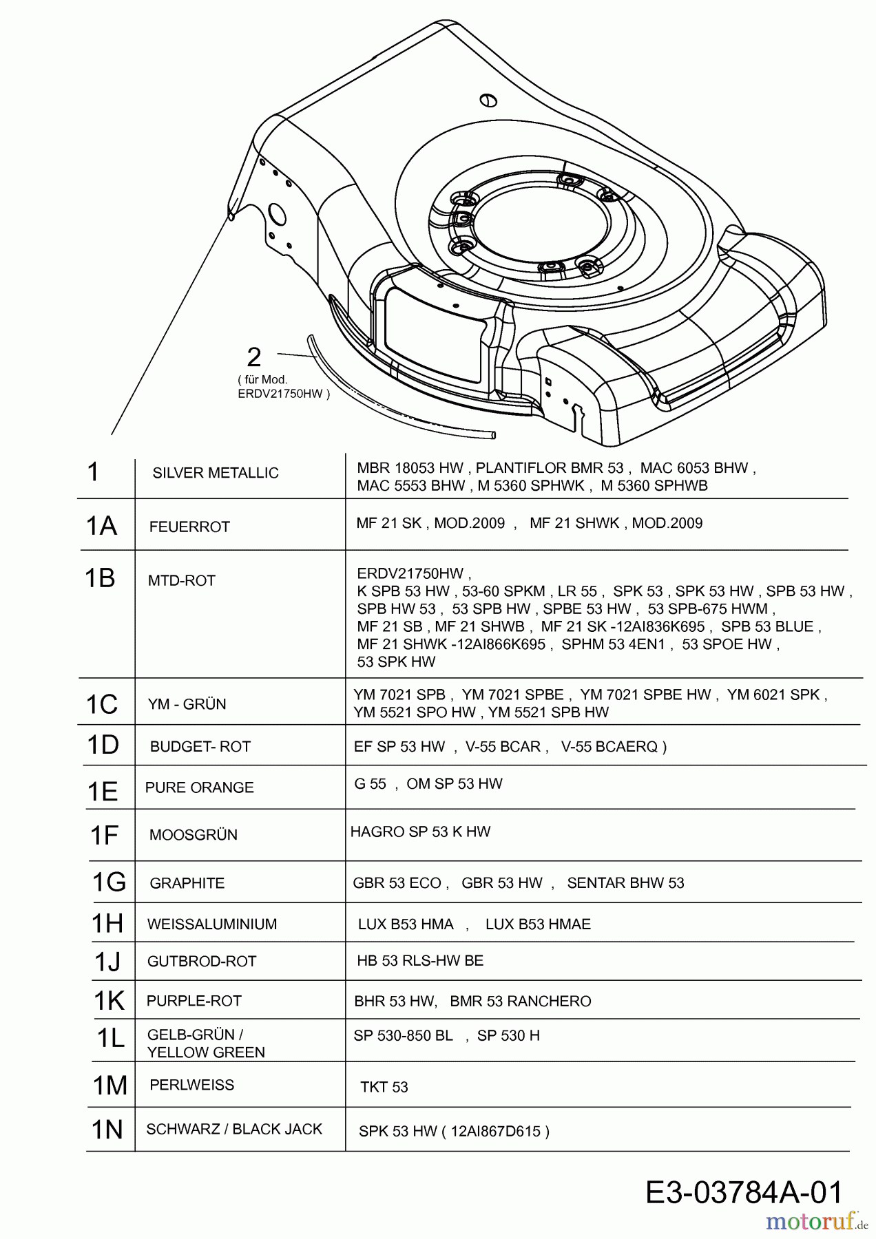  Variolux Petrol mower self propelled V-55 BCAR 12A-868F620  (2009) Deck housing