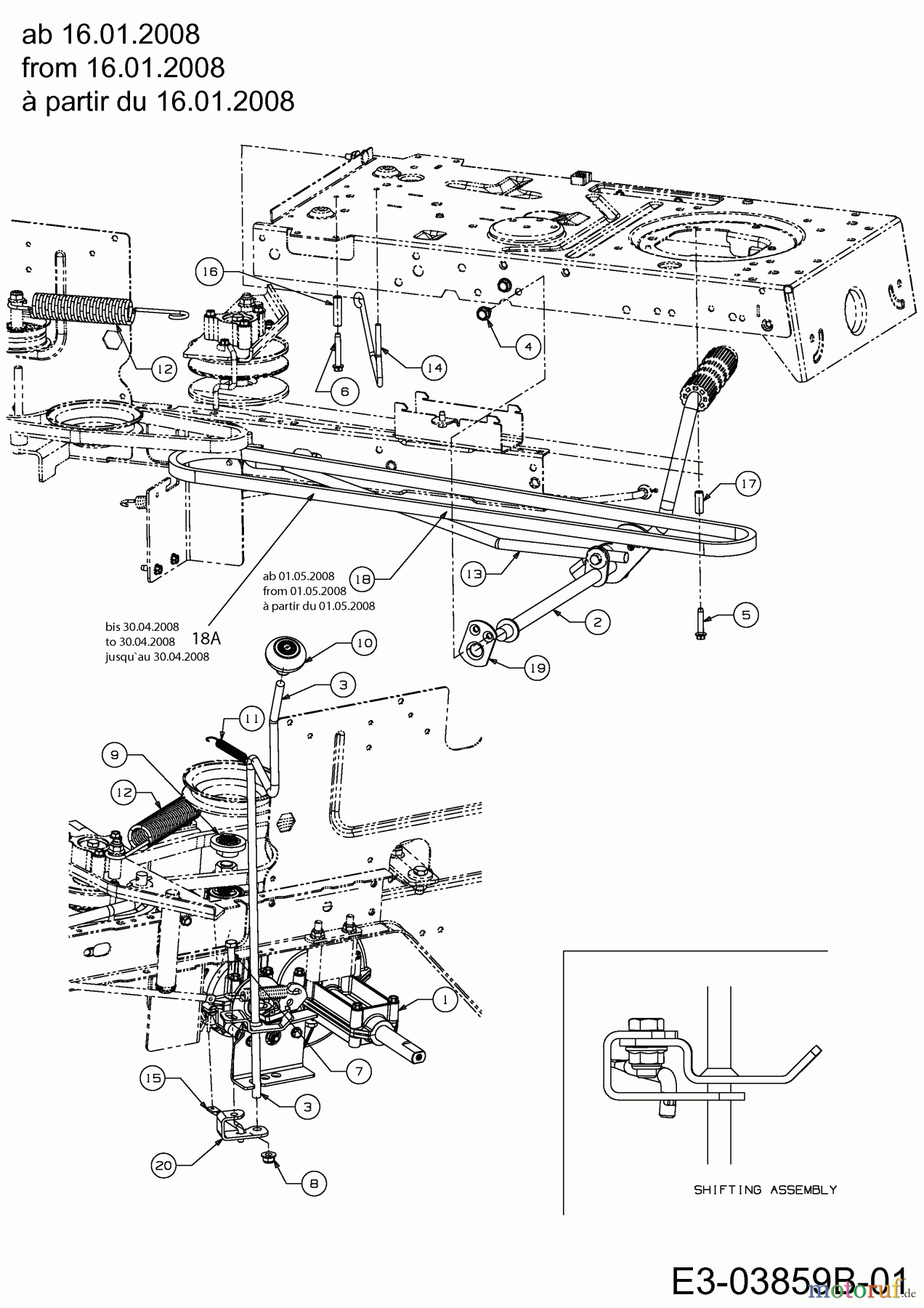  Gartenland Lawn tractors GL 13,5-92 T 13AH773E640  (2009) Drive system, Pedals from 16.01.2008