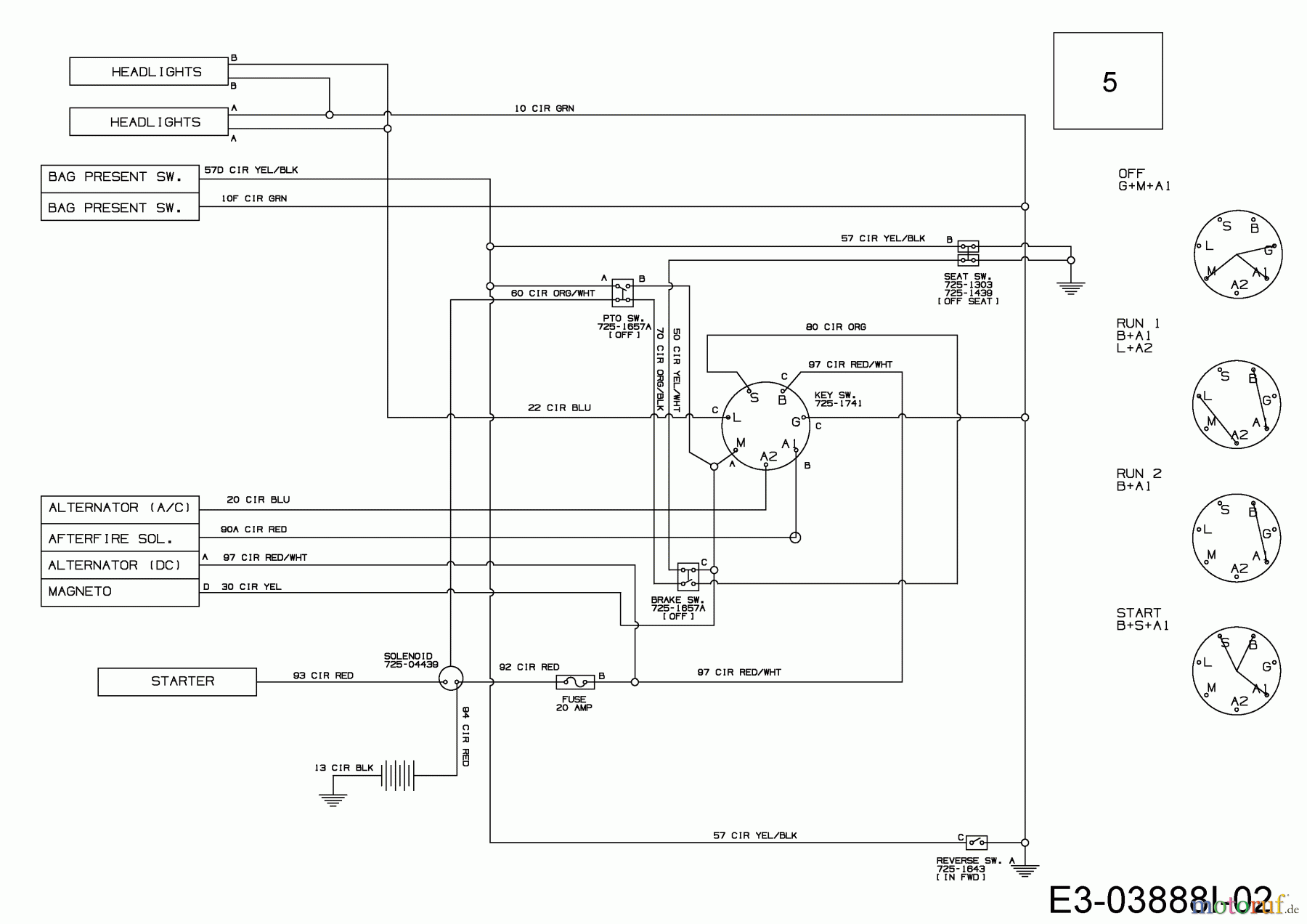  MTD Lawn tractors Power 1750 13HN715N683  (2017) Wiring diagram