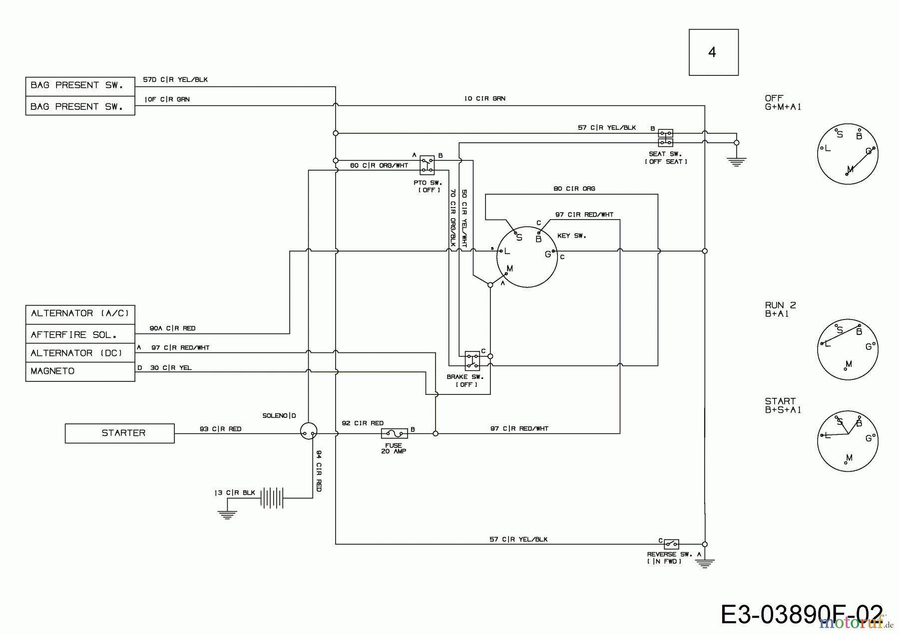  Wolf-Garten Lawn tractors E 13/92 T 13H2765E650  (2017) Wiring diagram