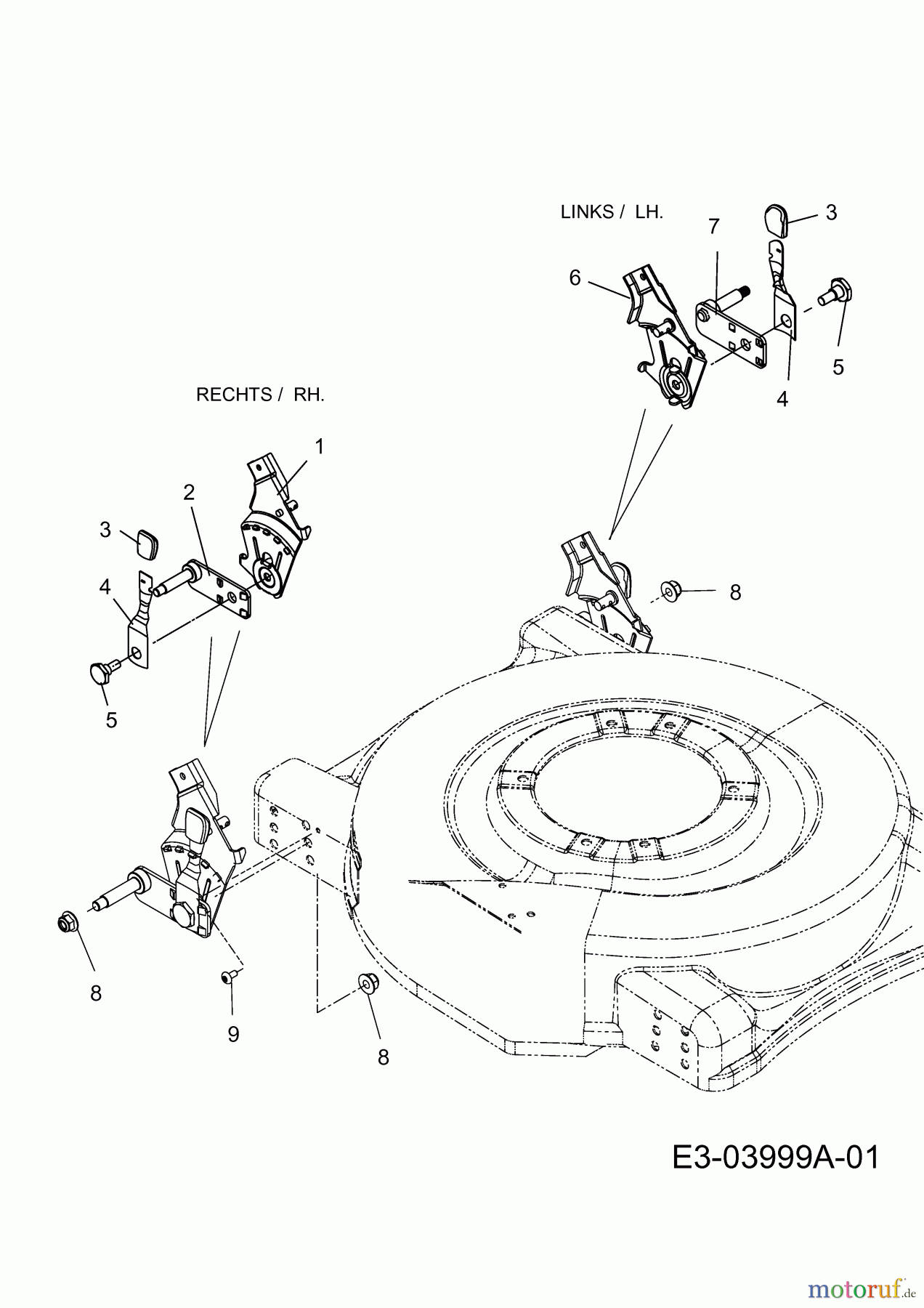  M Tech Petrol mower M 46 MO 11D-70M2605  (2009) Rear height adjustment