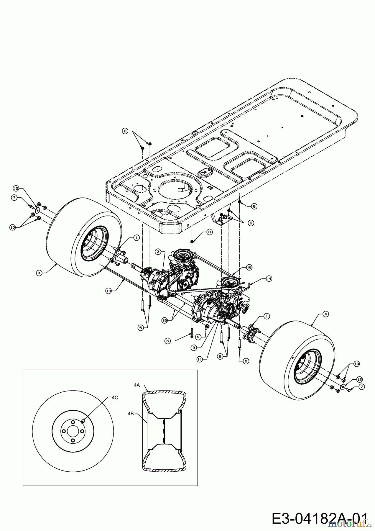  Cub Cadet Zero Turn RZT 50 17AI2ACP603  (2008) Drive system, Rear wheels 18x9,5-8