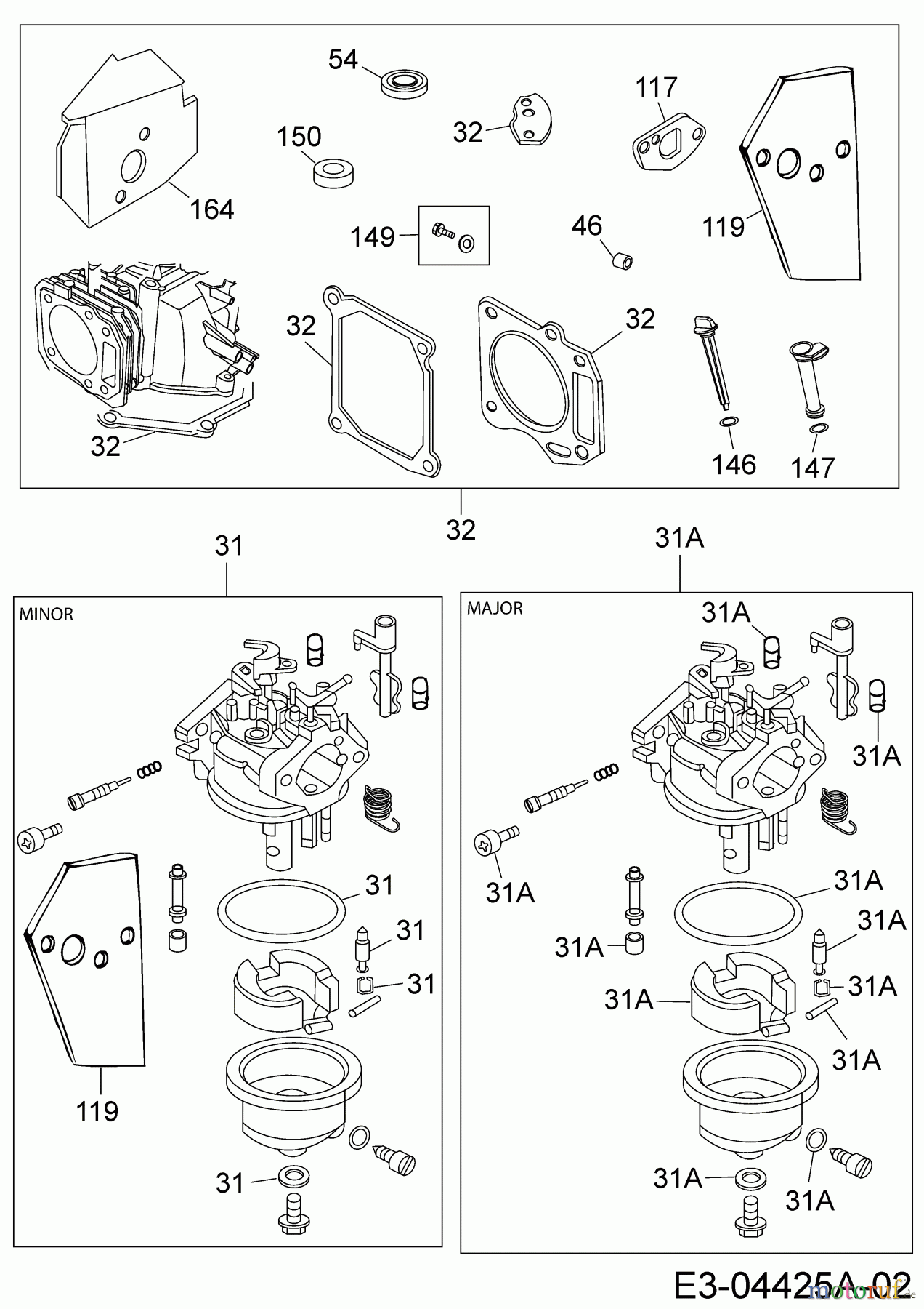  MTD-Engines Vertical 1P70WH 752Z1P70WH  (2007) Engine gasket kit, Repair kit carburetor