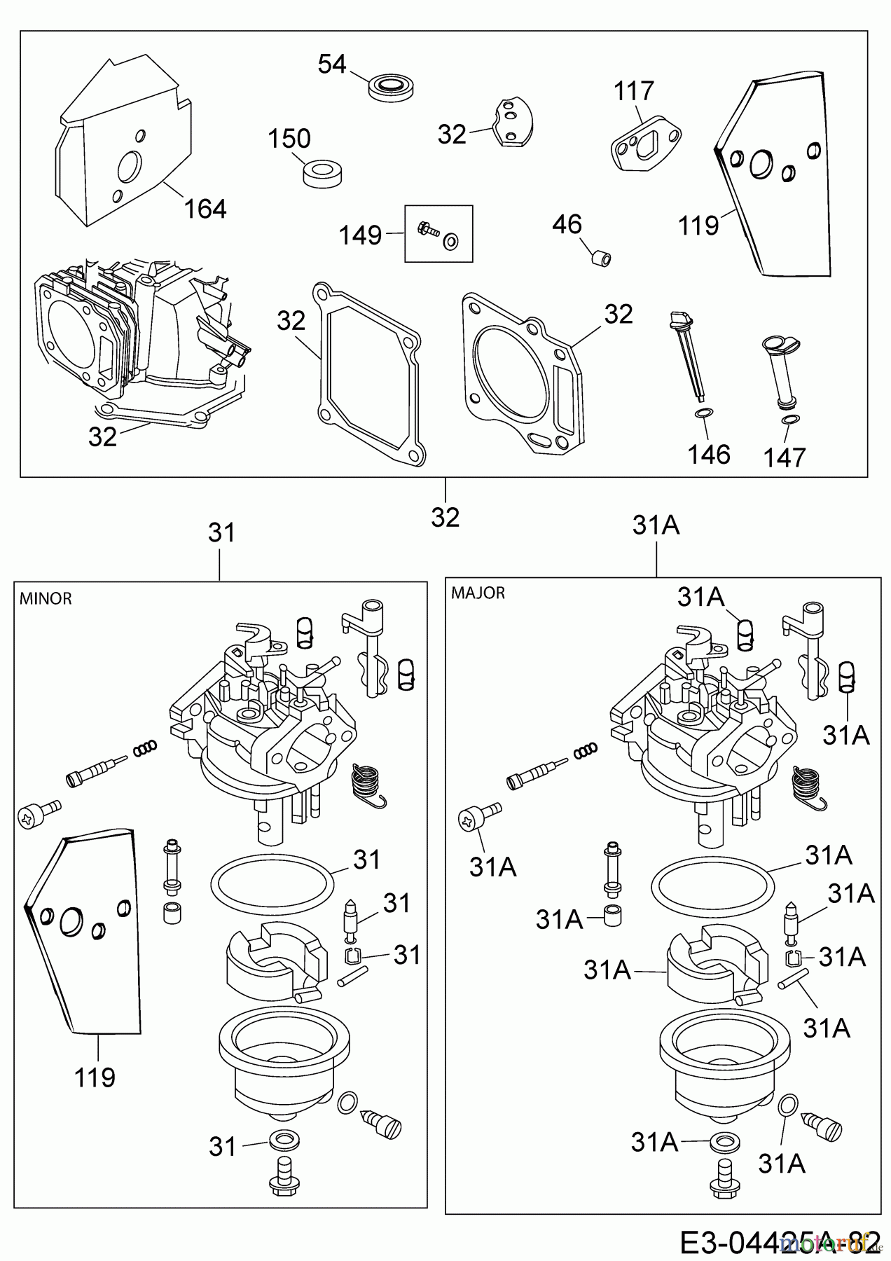  MTD-Engines Vertical 1P70FHA 752Z1P70FHA  (2007) Engine gasket kit, Repair kit carburetor