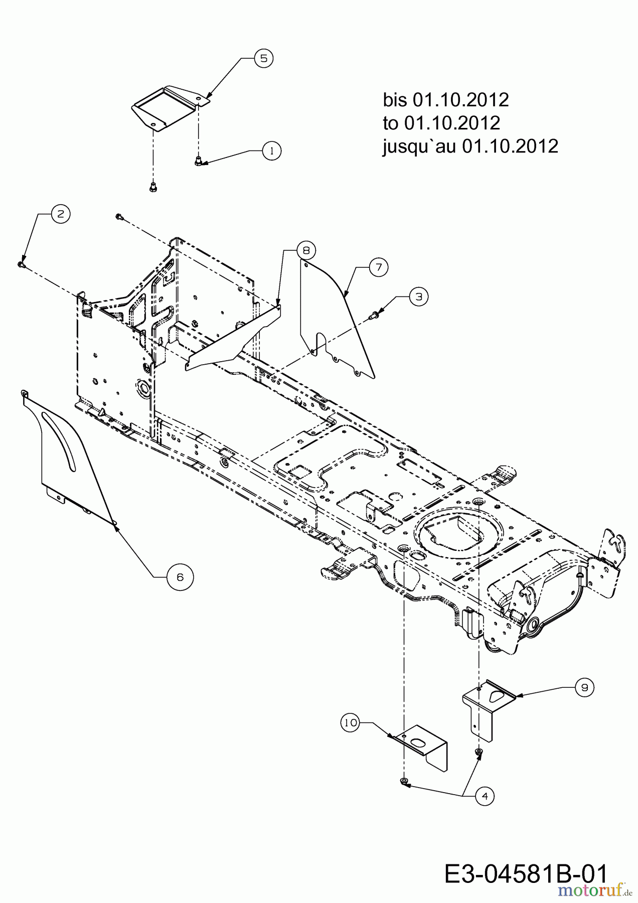  Cub Cadet Lawn tractors CC 1022 KHG 13AF91AG603  (2012) Belt cover to 01.10.2012